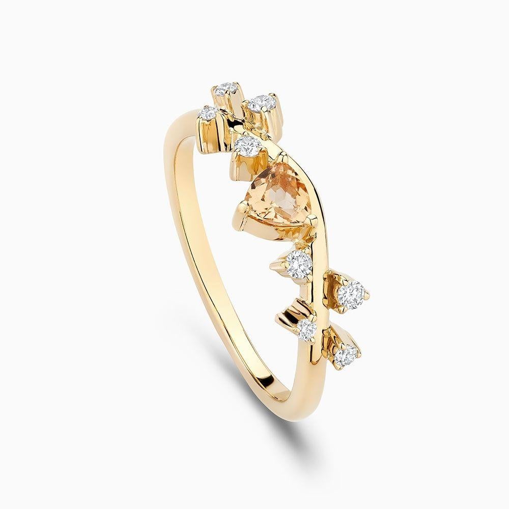 For Sale:  Ecksand 18k Yellow Gold Imperial Topaz Ring with Side Diamonds 4