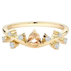 Ecksand 18k Yellow Gold Imperial Topaz Ring with Side Diamonds