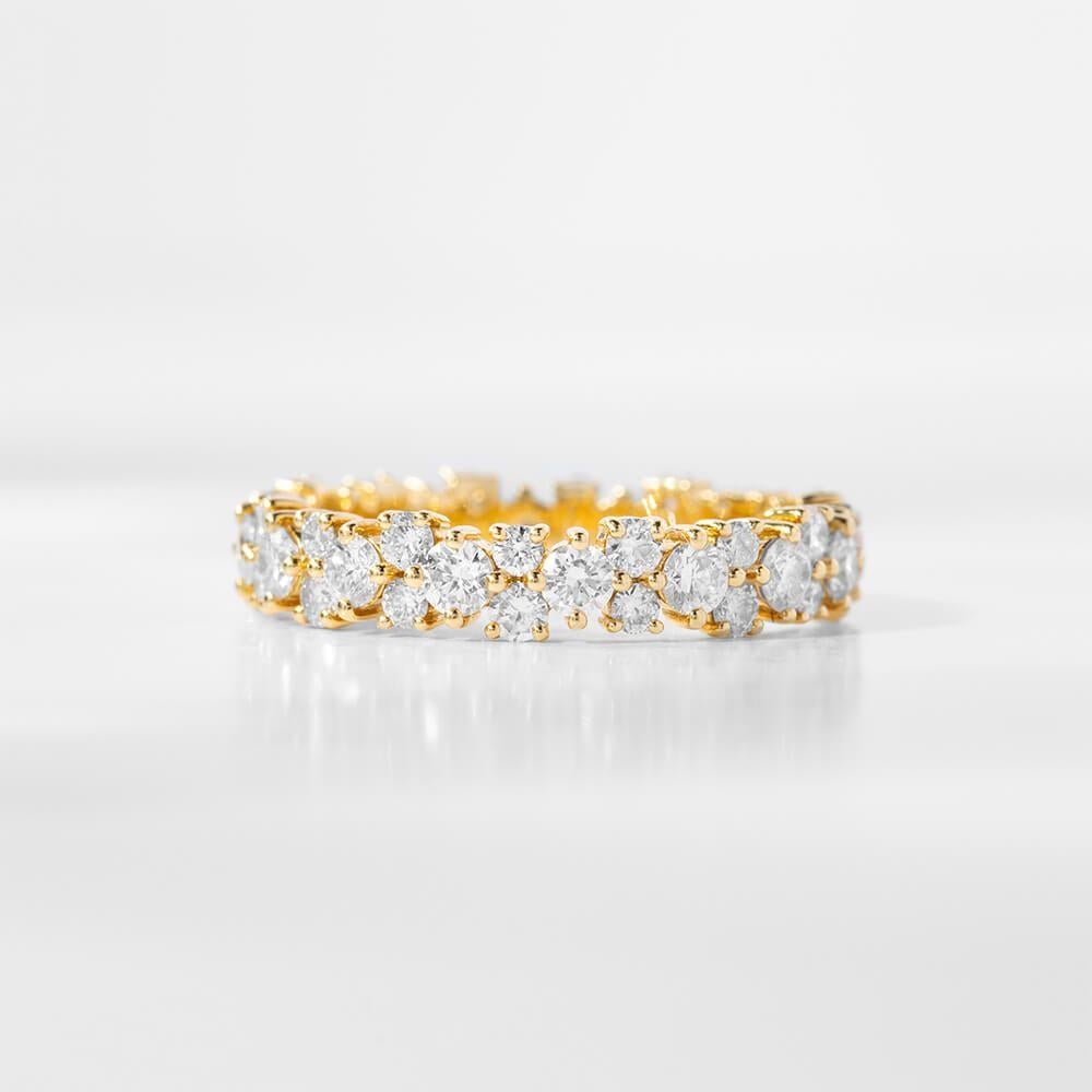 For Sale:  Ecksand 18k Yellow Gold Interlocking Diamond Eternity Ring 9
