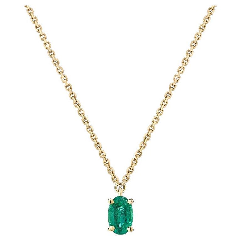 Ecksand 18k Yellow Gold Oval Cut Emerald Necklace For Sale at 1stDibs