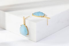 Ecksand 18k Yellow Gold Rose Cut Aquamarine Earrings