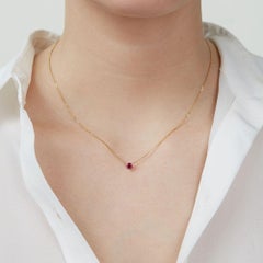 Ecksand 18k Yellow Gold Round Cut Ruby Necklace