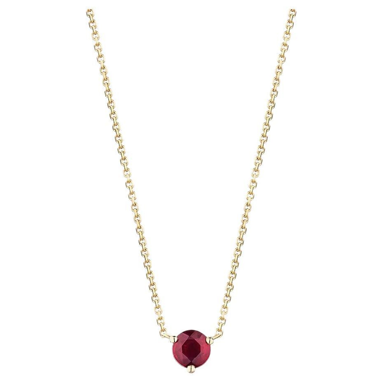 Ecksand 18k Yellow Gold Round Cut Ruby Necklace For Sale at 1stDibs