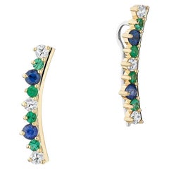 Ecksand 18k Yellow Gold Sapphire Emerald Ear Crawler Earrings