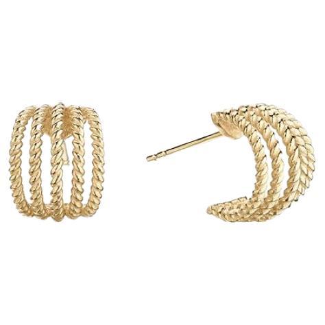 Ecksand 18k Yellow Gold Small Twisted Hoop Earrings For Sale