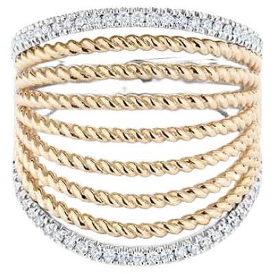 For Sale:  Ecksand 18k Yellow Gold Two-Tone Large Diamond Fan Cuff Ring
