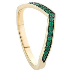 Ecksand 18k Yellow Gold V-Shaped Emerald Stackable Ring