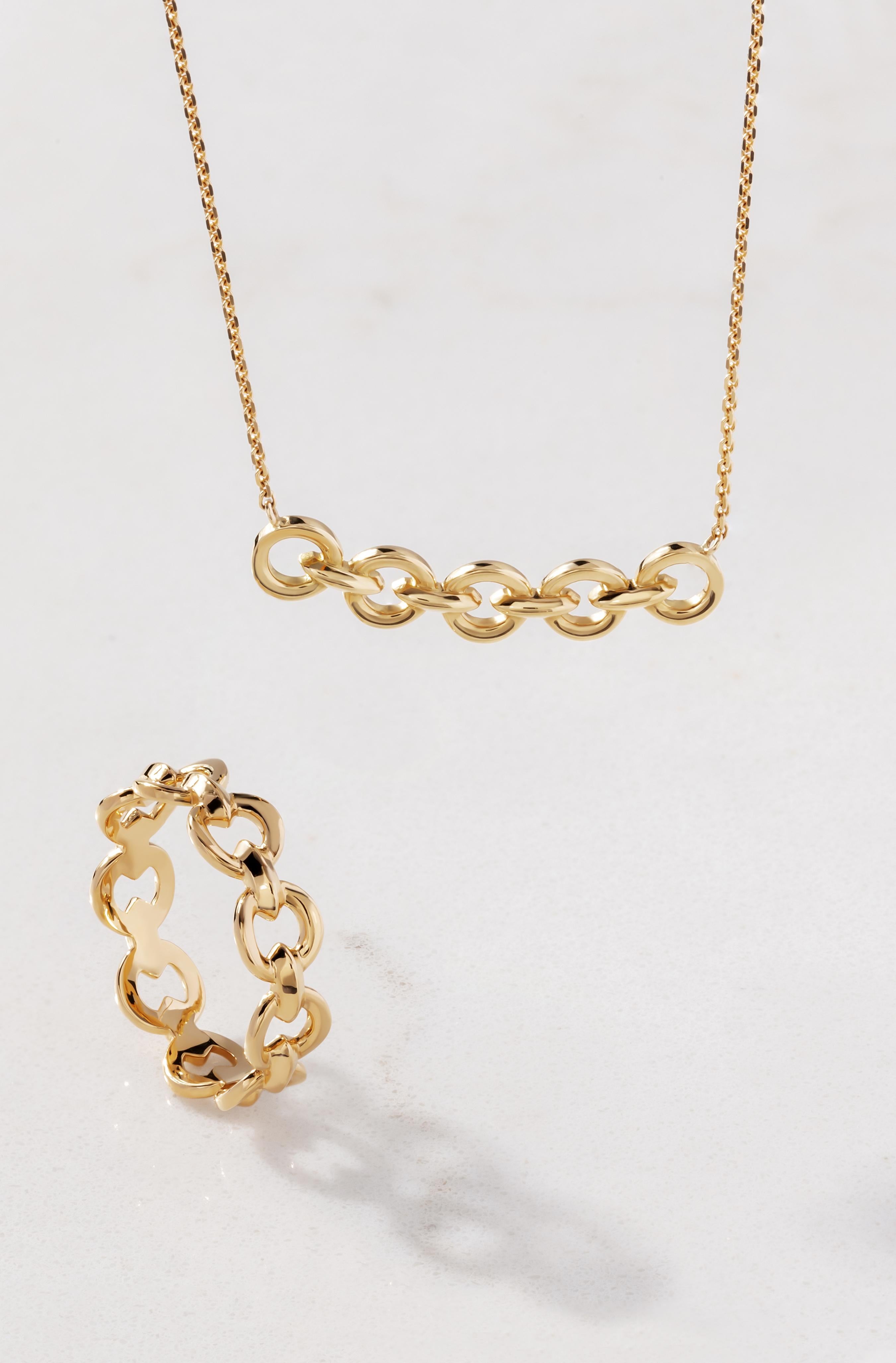 Women's Ecksand Nine Link 18k Yellow Gold Chain Necklace For Sale
