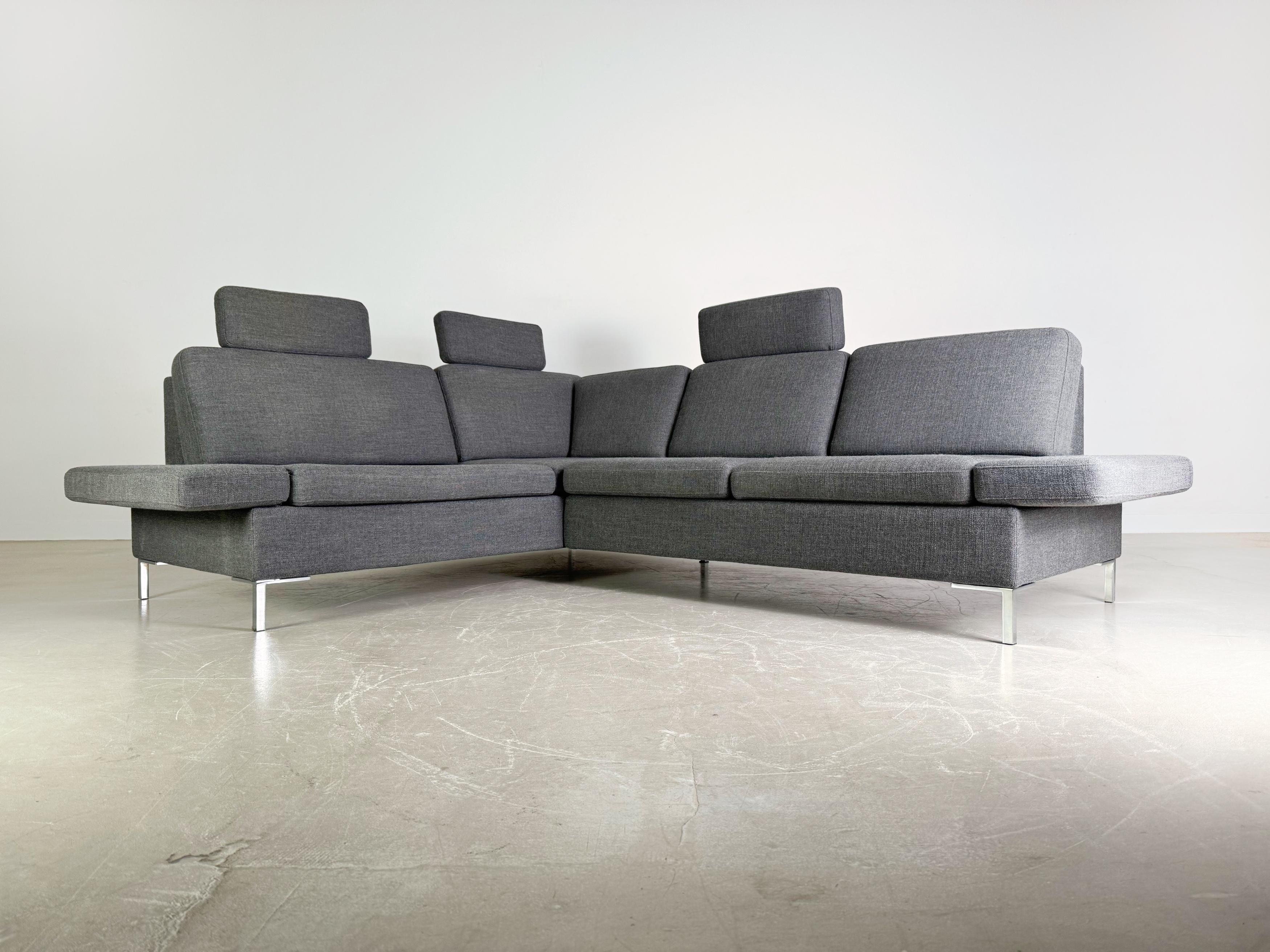 Ecksofa Brühl Alba Design Sofá Couch mit Recammiere grau en venta 3