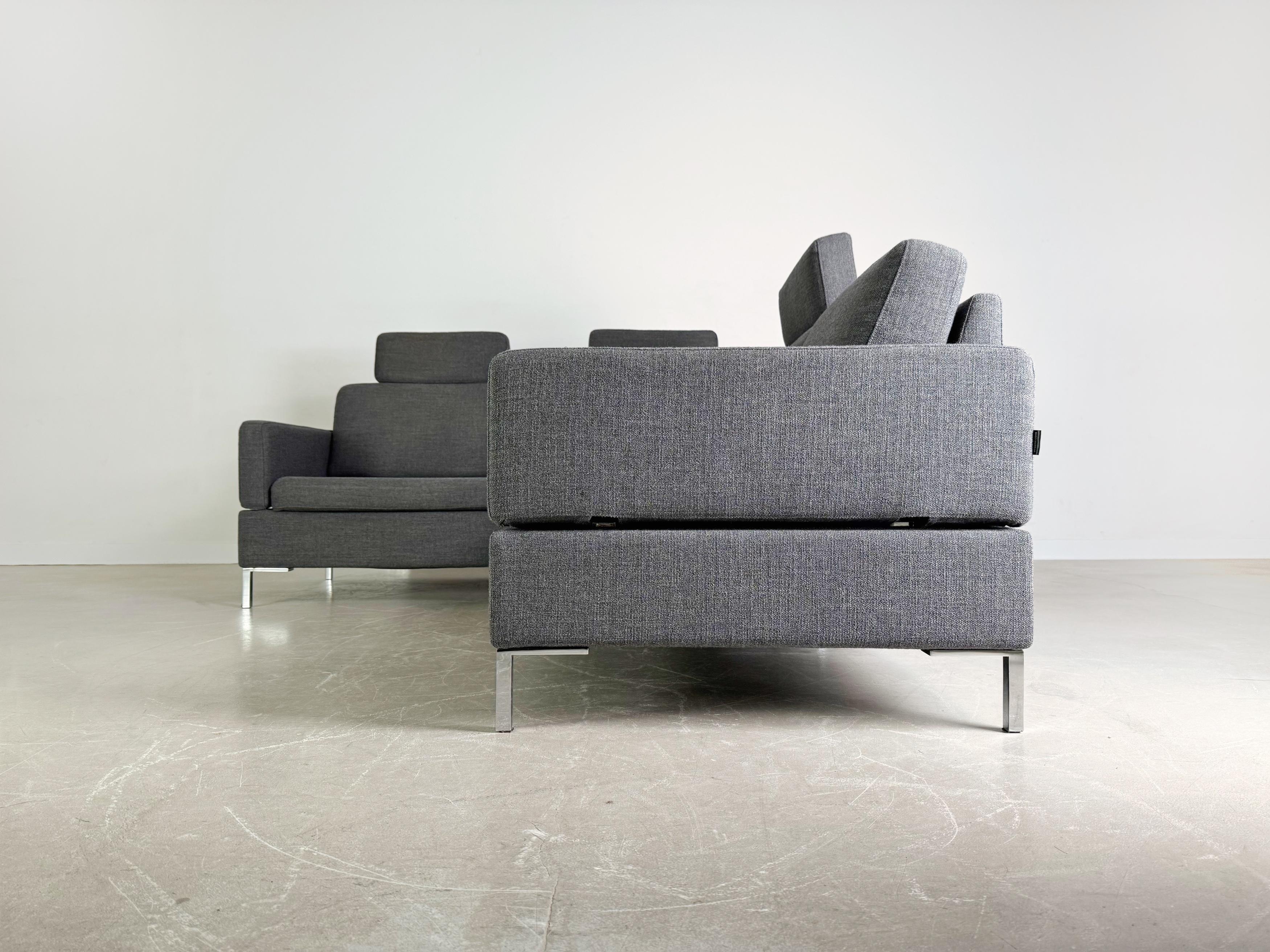Ecksofa Brühl Alba Design Sofá Couch mit Recammiere grau en venta 4