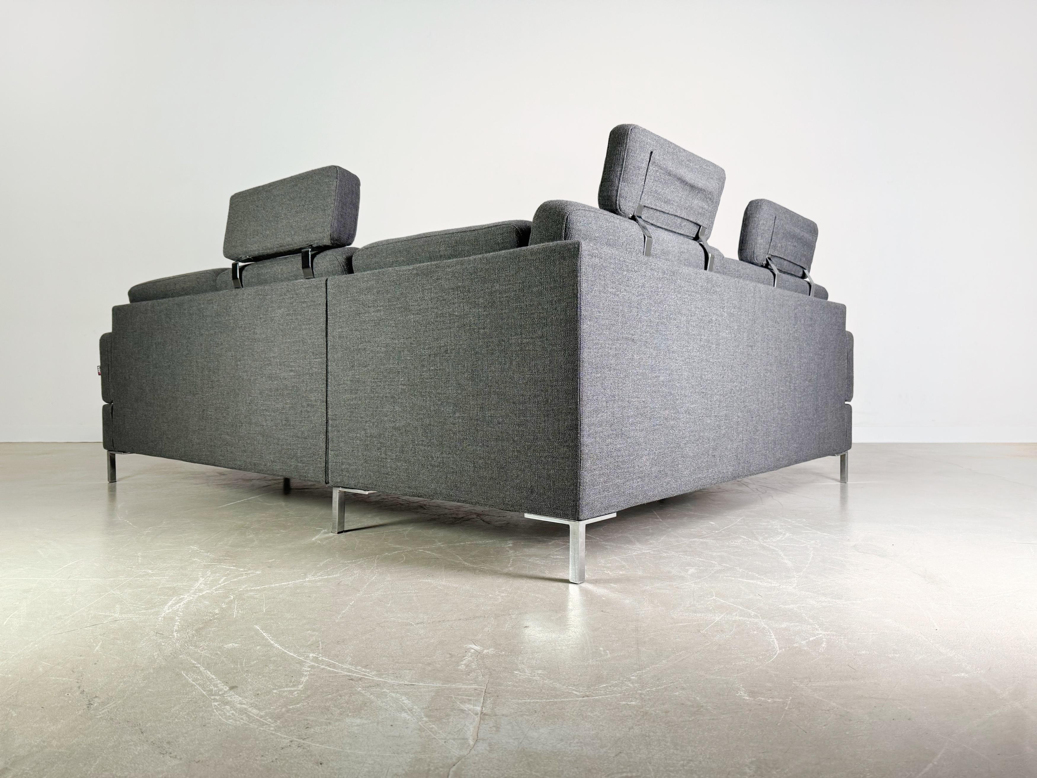 Ecksofa Brühl Alba Design Sofá Couch mit Recammiere grau en venta 5