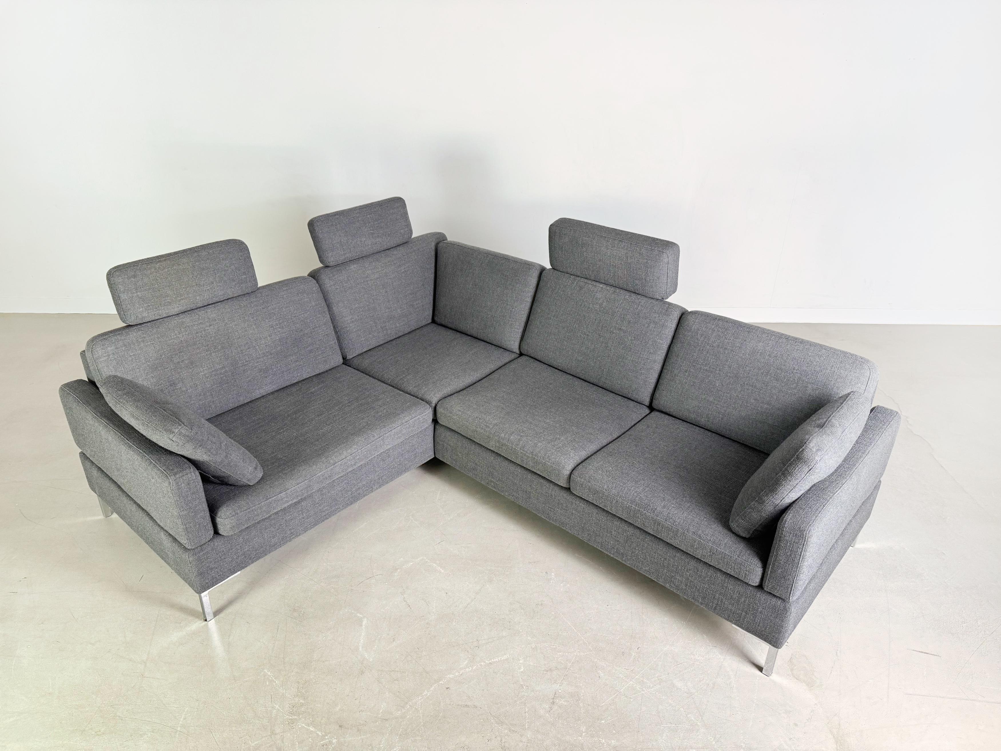 Ecksofa Brühl Alba Design Sofá Couch mit Recammiere grau Tela en venta