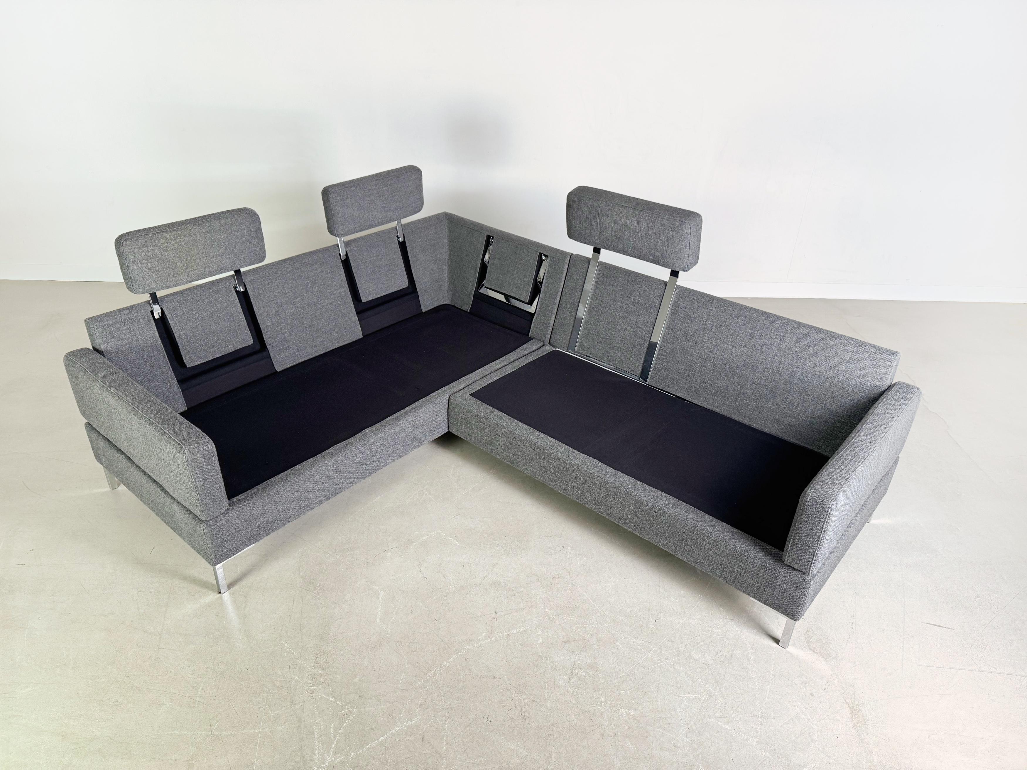 Ecksofa Brühl Alba Design Sofá Couch mit Recammiere grau Posmoderno en venta