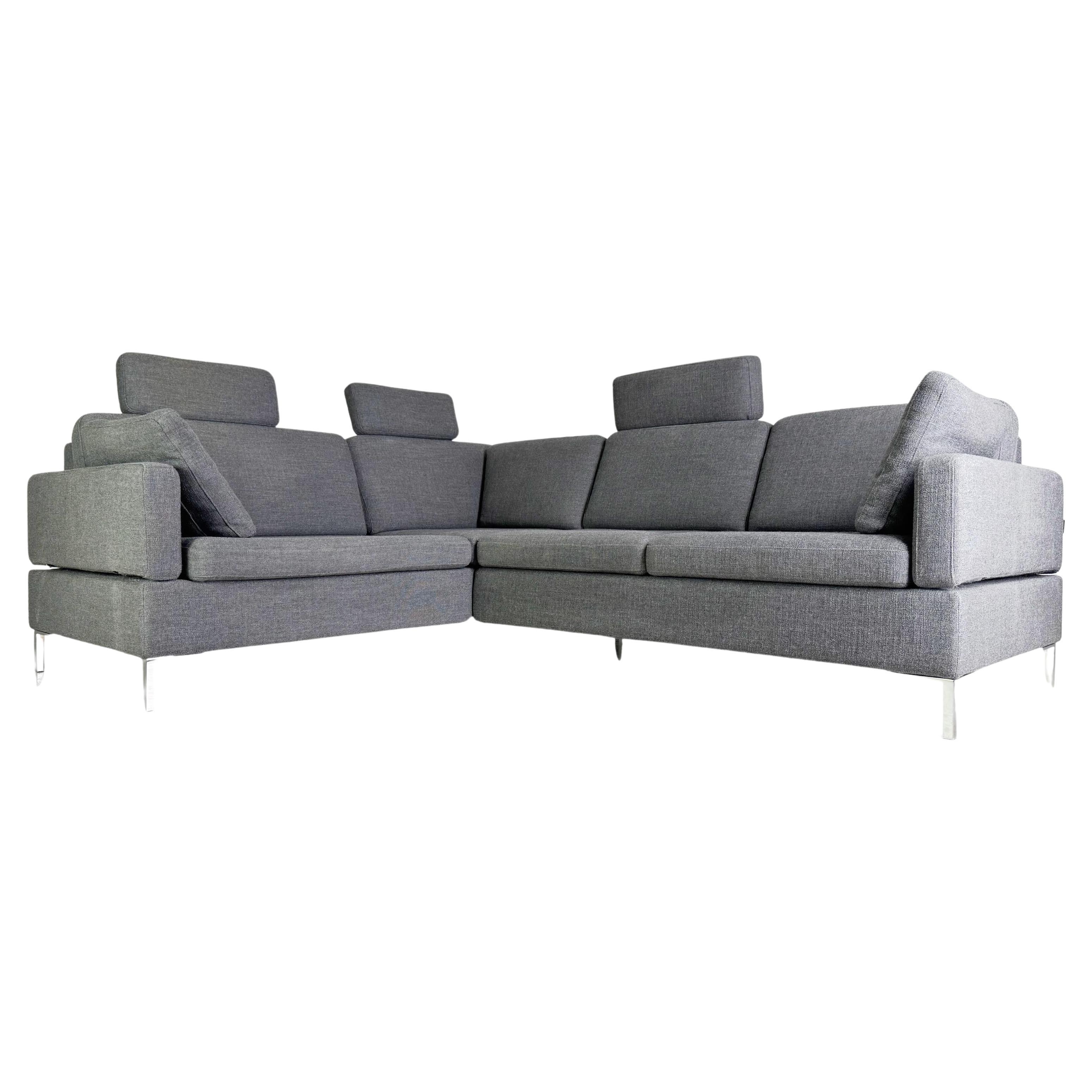 Ecksofa Brühl Alba Design Sofá Couch mit Recammiere grau