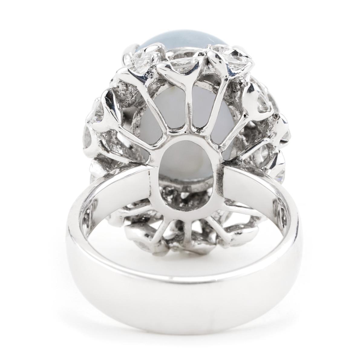 Éclat Anillo de Zafiro Estrella de 16,3 CT y Diamante de 4,00 CT en Oro Blanco de 18K en Nuevo estado para la venta en Chicago, IL