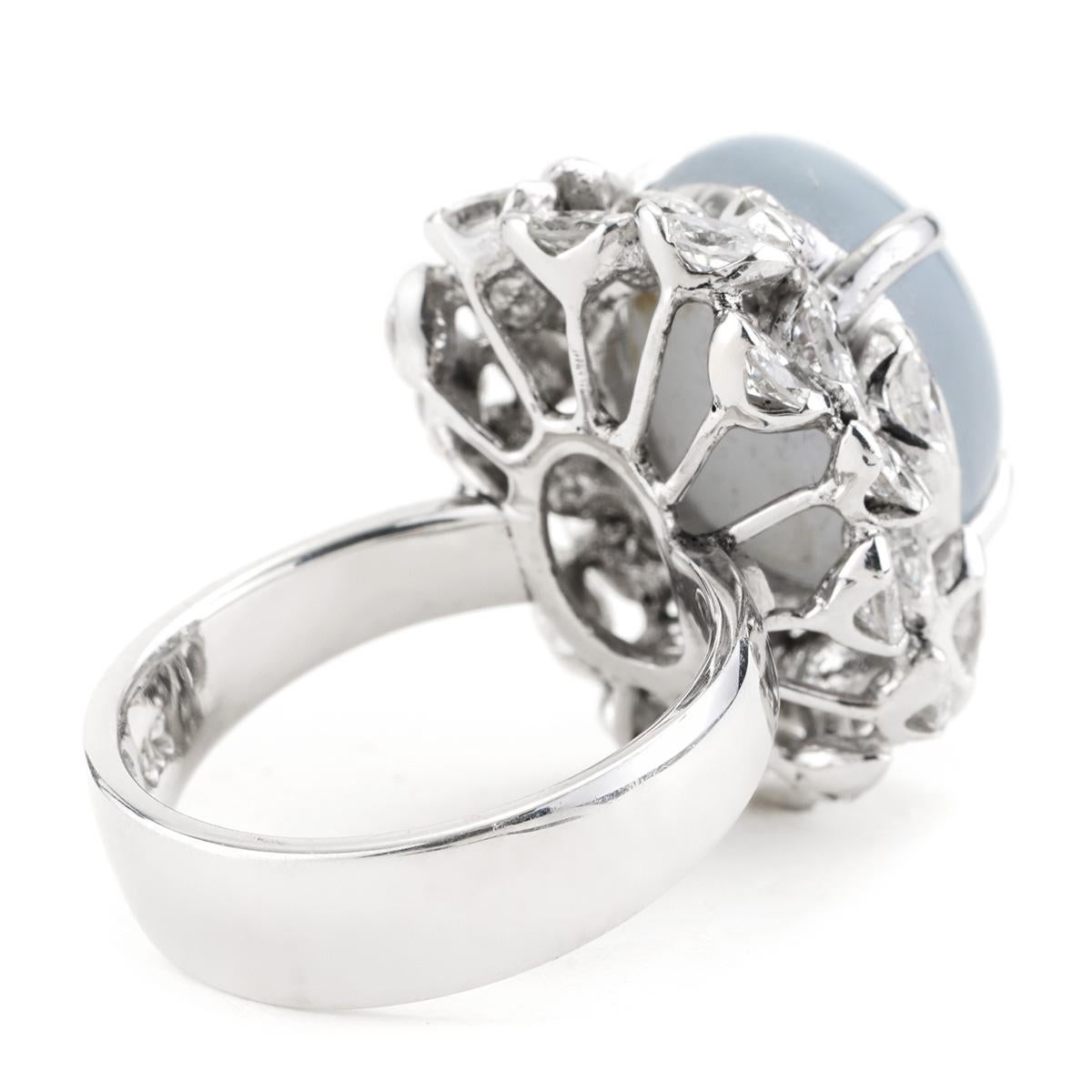 Femenino o masculino Éclat Anillo de Zafiro Estrella de 16,3 CT y Diamante de 4,00 CT en Oro Blanco de 18K en venta