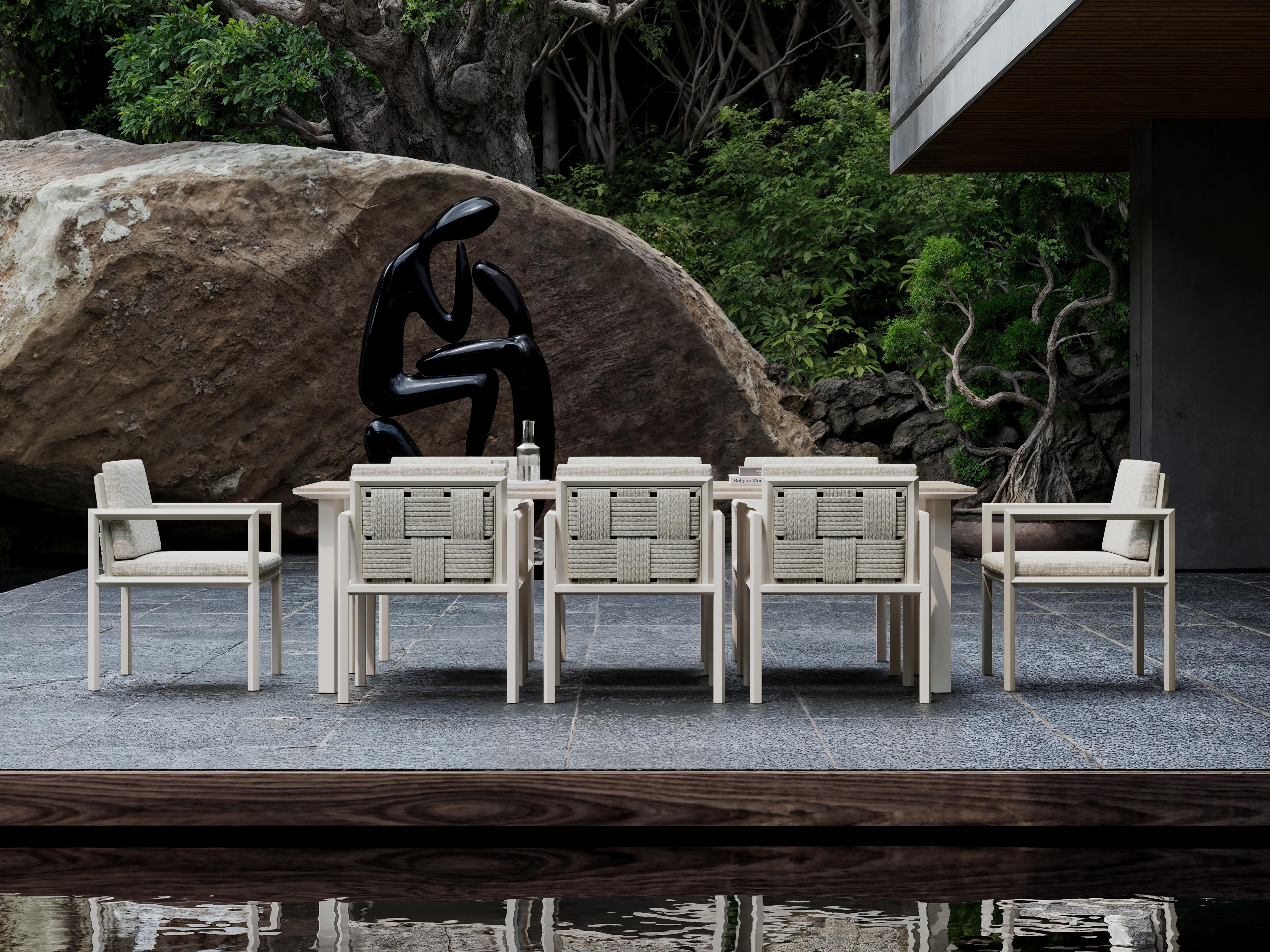 Éclat-Bisque Aluminum Frame And Sintered Stone Tabletop Dining Table by SNOC In New Condition For Sale In Geneve, CH