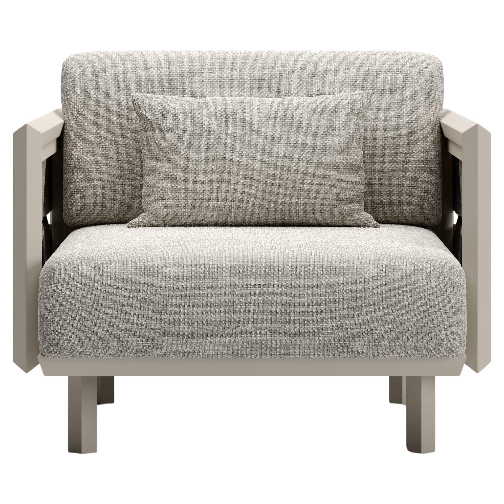 Éclat-Bisque Rope, Luminesce Fabric And Aluminum Frame Armchair by SNOC