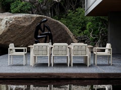 Éclat-Bisque Rope, Luminesce Fabric And Aluminum Frame Dining Chair by SNOC
