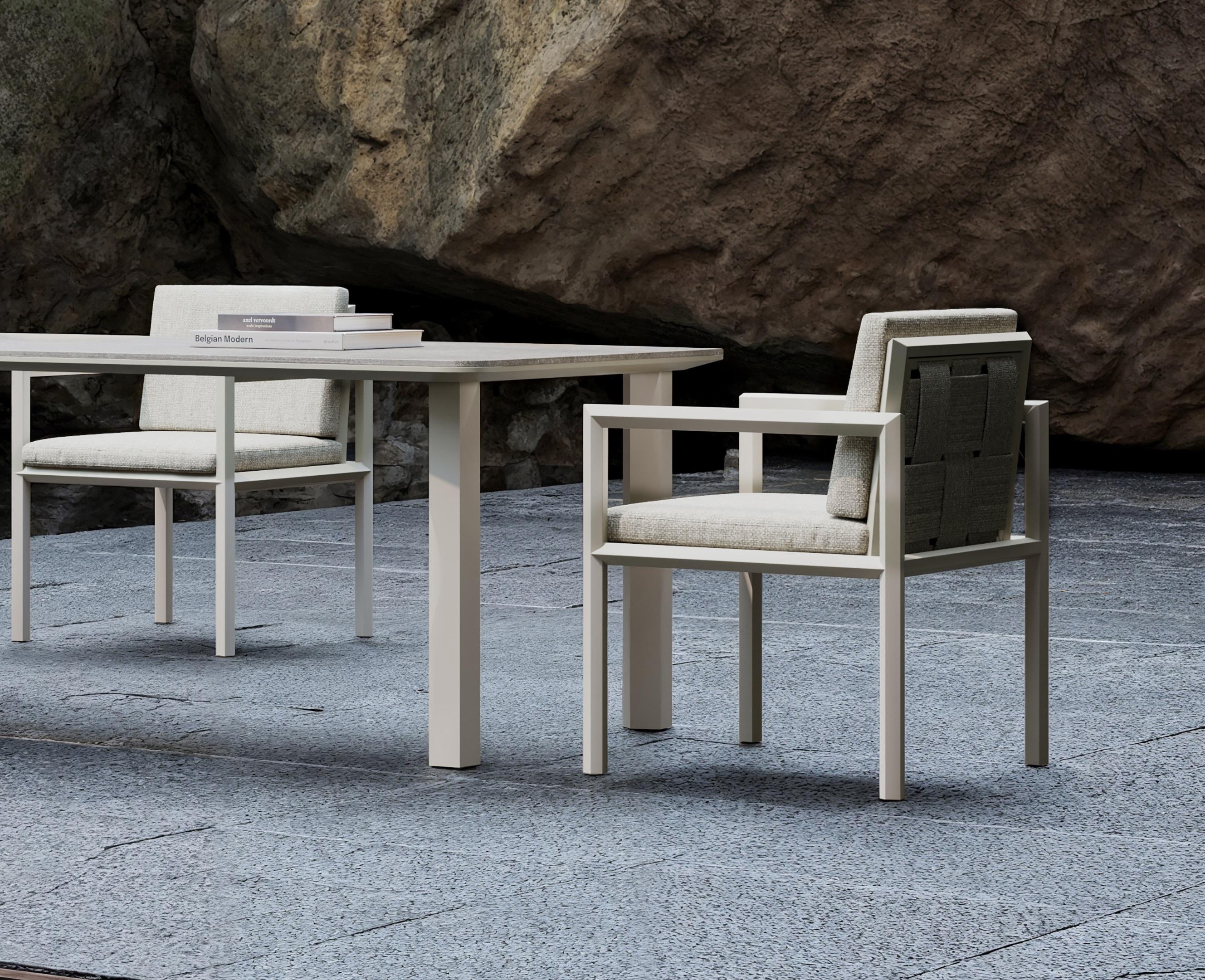 Other Éclat-Bisque Rope, Luminesce Fabric And Aluminum Frame Dining Chair by SNOC For Sale