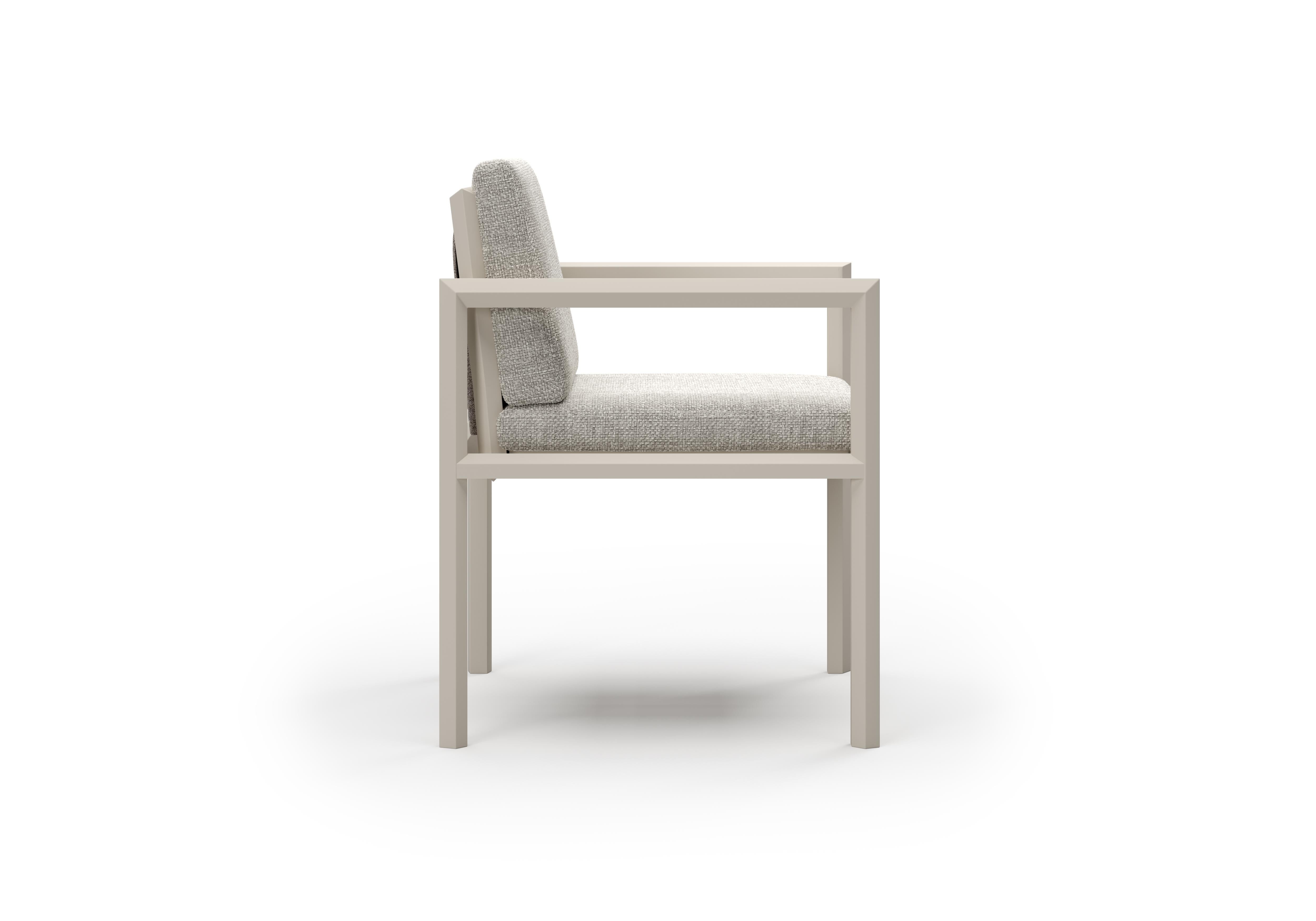 Contemporary Éclat-Bisque Rope, Luminesce Fabric And Aluminum Frame Dining Chair by SNOC For Sale
