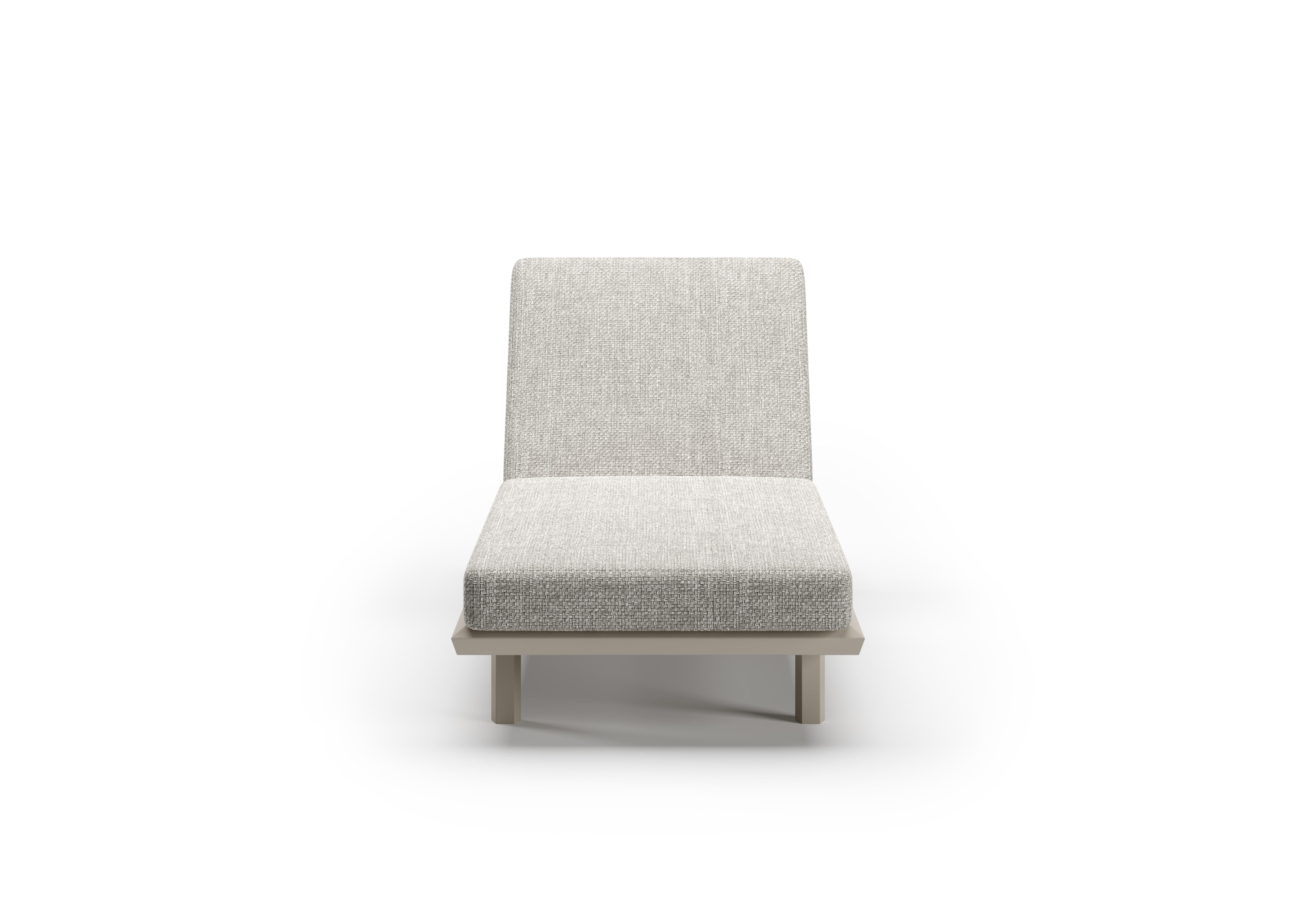 Contemporary Éclat-Bisque Rope, Luminesce Fabric And Aluminum Frame Sun Lounger by SNOC For Sale