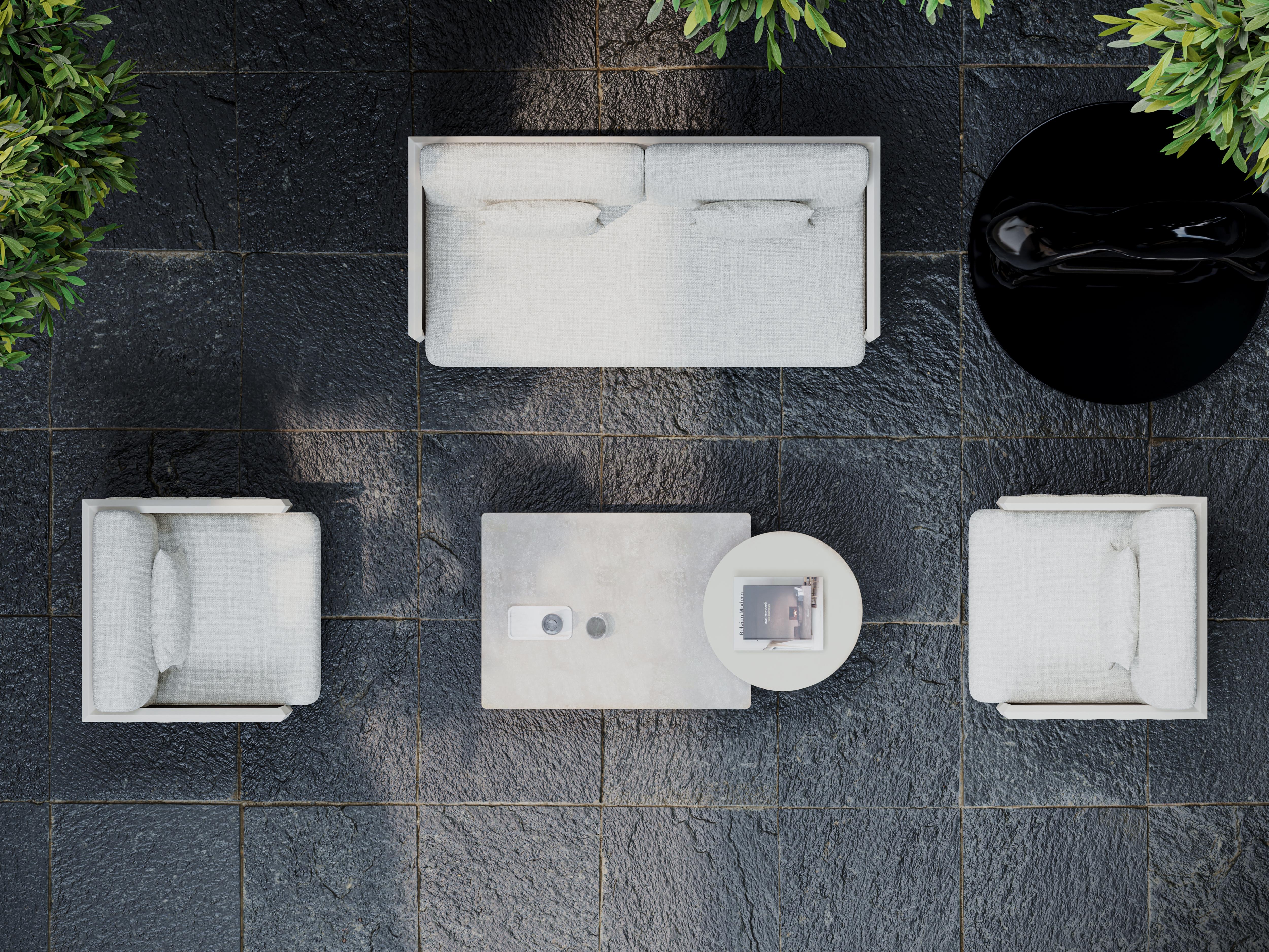 Altro Divano a tre posti Éclat-Bisque in corda, tessuto Luminesce e alluminio di SNOC in vendita