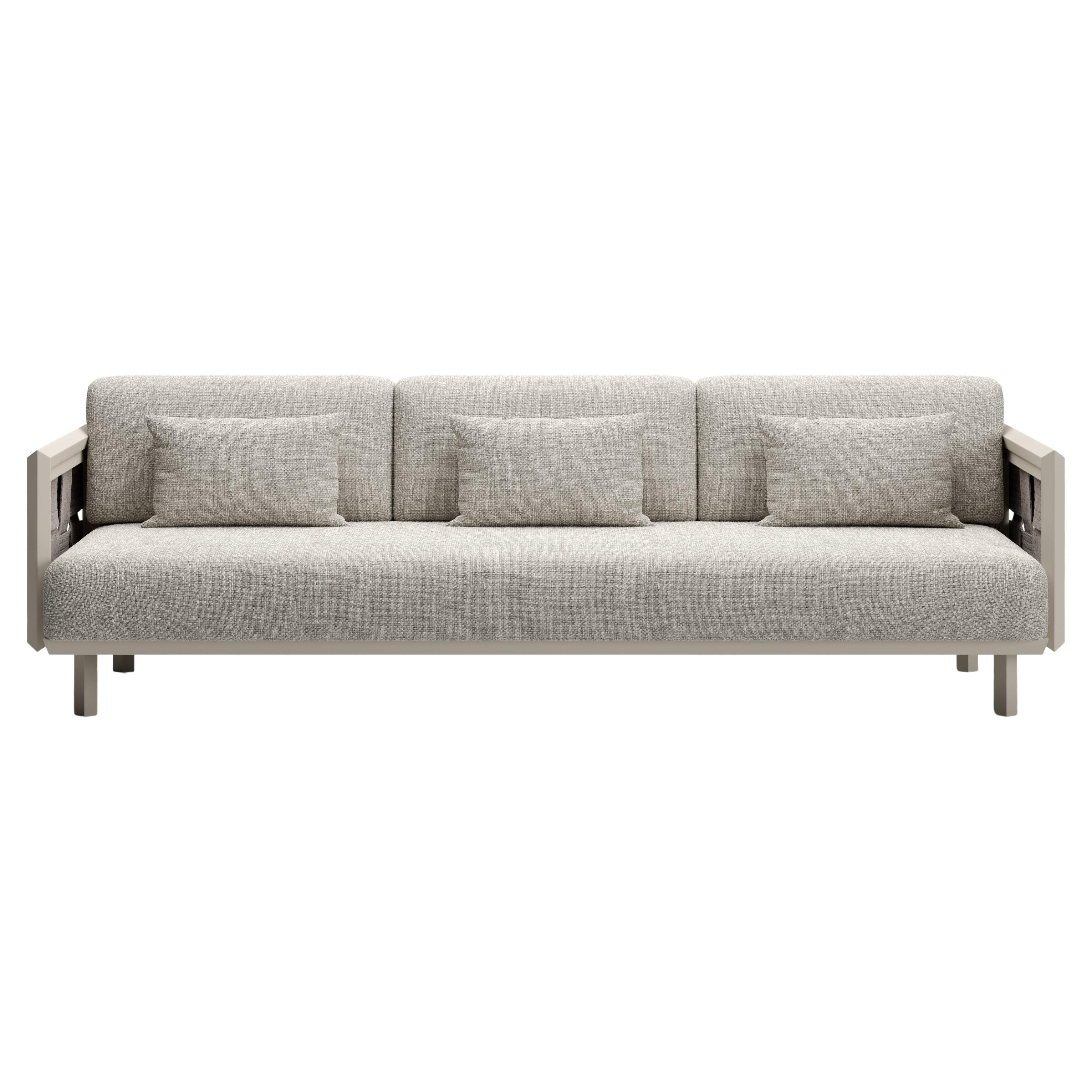 Éclat-Bisque Rope, Luminesce Fabric And Aluminum Three-Seater Sofa by SNOC