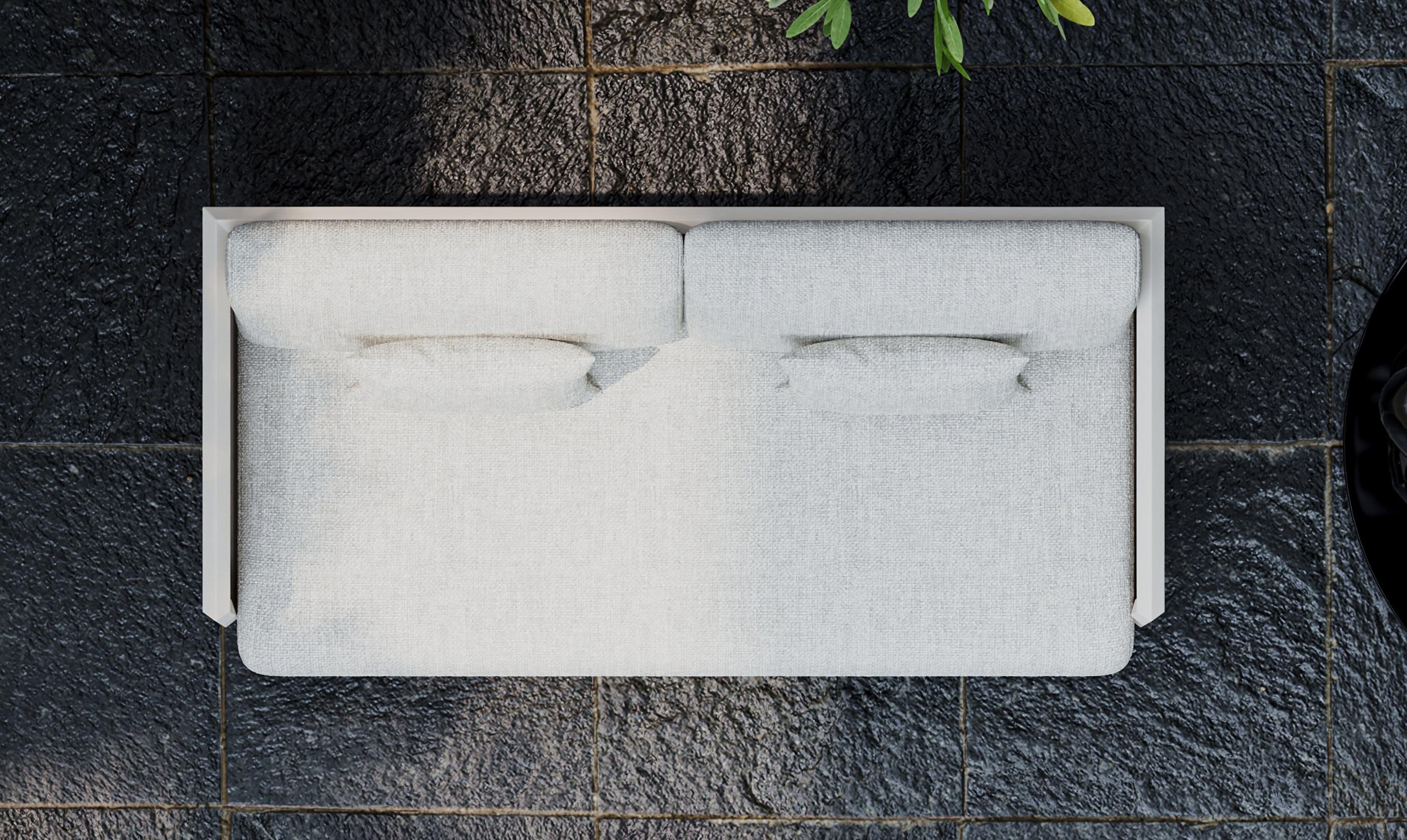 Postmoderno Divano a due posti Éclat-Bisque in corda, tessuto Luminesce e alluminio di SNOC in vendita