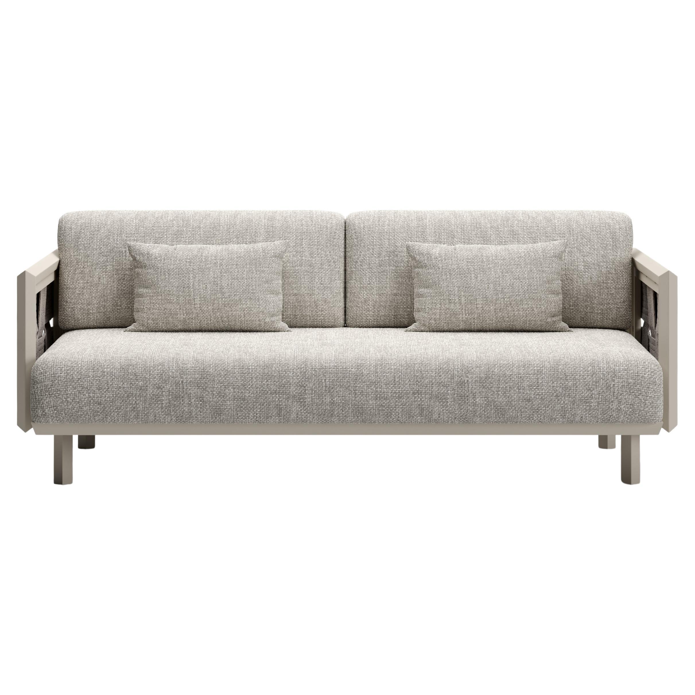 Éclat-Bisque Rope, Luminesce Fabric And Aluminum Two-Seater Sofa by SNOC