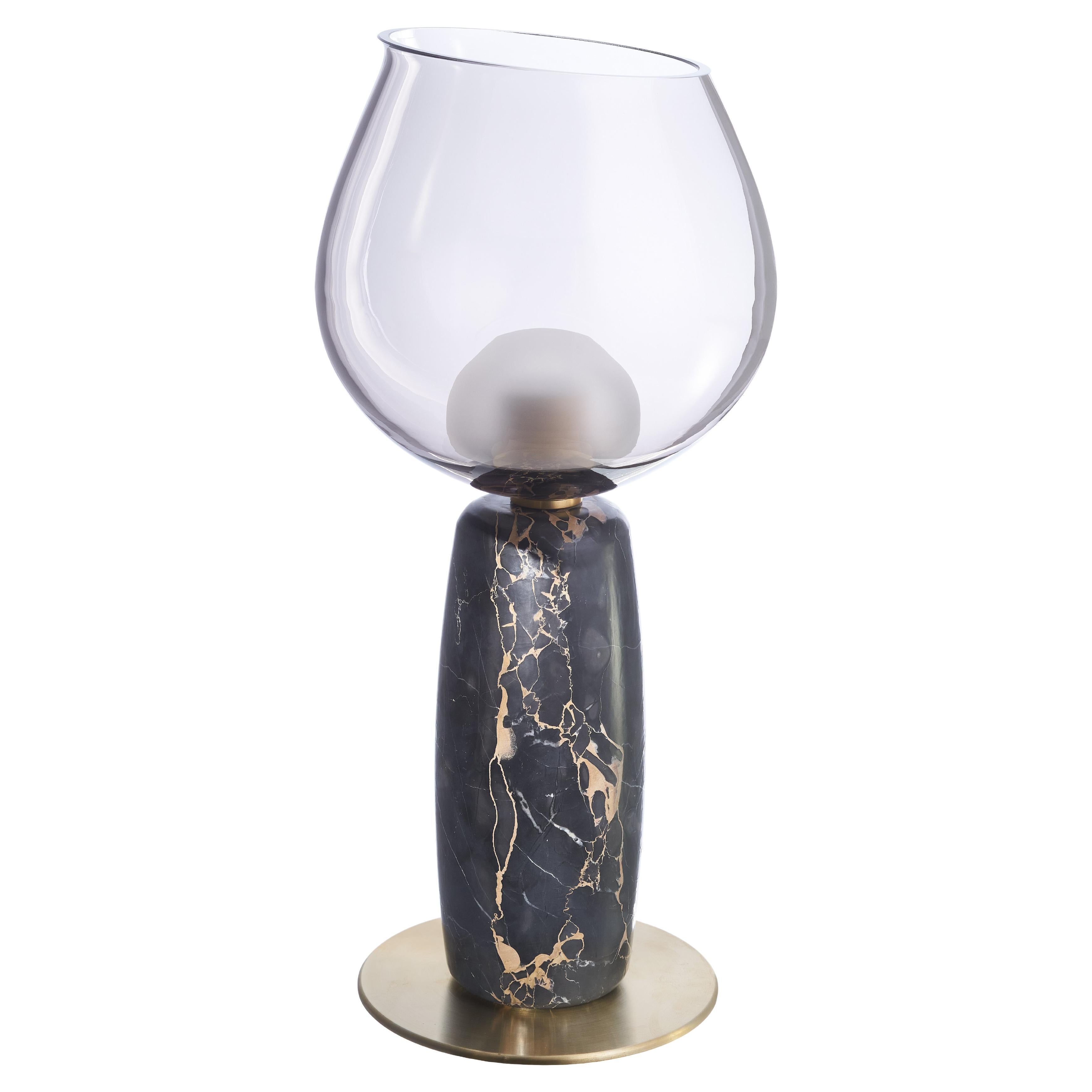 "Eclat" Exclusive Table Lamp ft. Nero Portoro and Brass Base For Sale