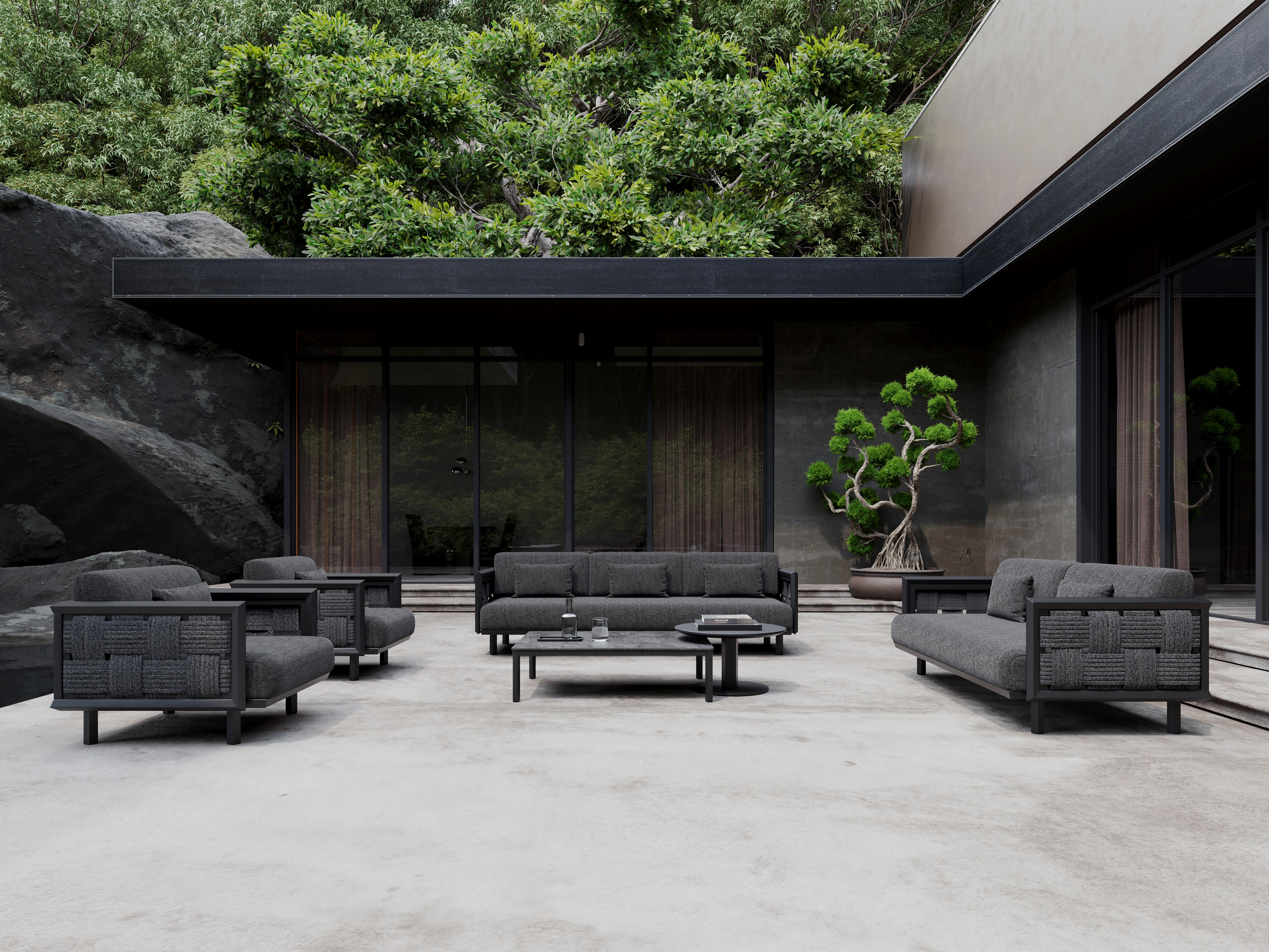 Éclat-Nightfall Rope, Luminesce Fabric And Aluminum Two-Seater Sofa by SNOC In New Condition For Sale In Geneve, CH