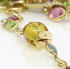 Eclat Yellow Gold Multi Colored Stone Necklace
