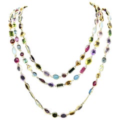 Eclat Yellow Gold Multi Colored Stone Necklace