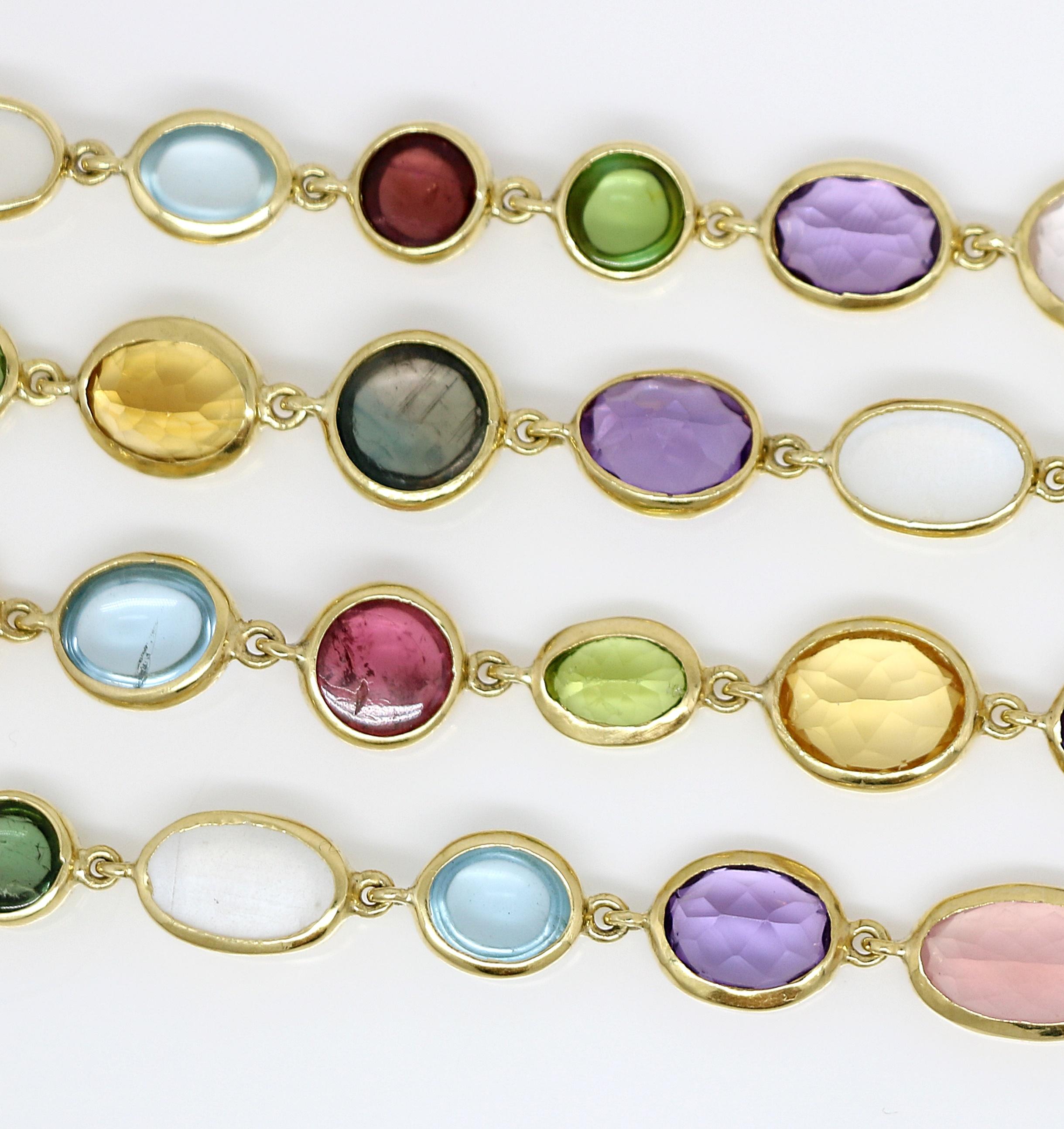 Eclat Yellow Gold Multicolored Stones Bracelet For Sale 1
