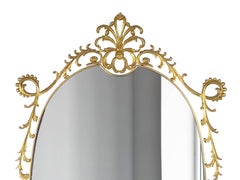 Eclectic and Large Baroque Style Brass 1960s Wall Mirror
