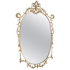 Eclectic and Large Baroque Style Brass 1960s Wall Mirror