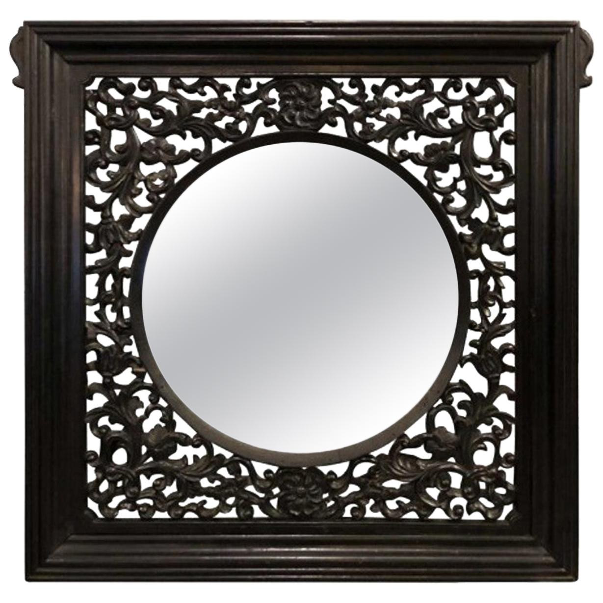 "Eclectic Anglo Carved Mirror 20th Century" For Sale