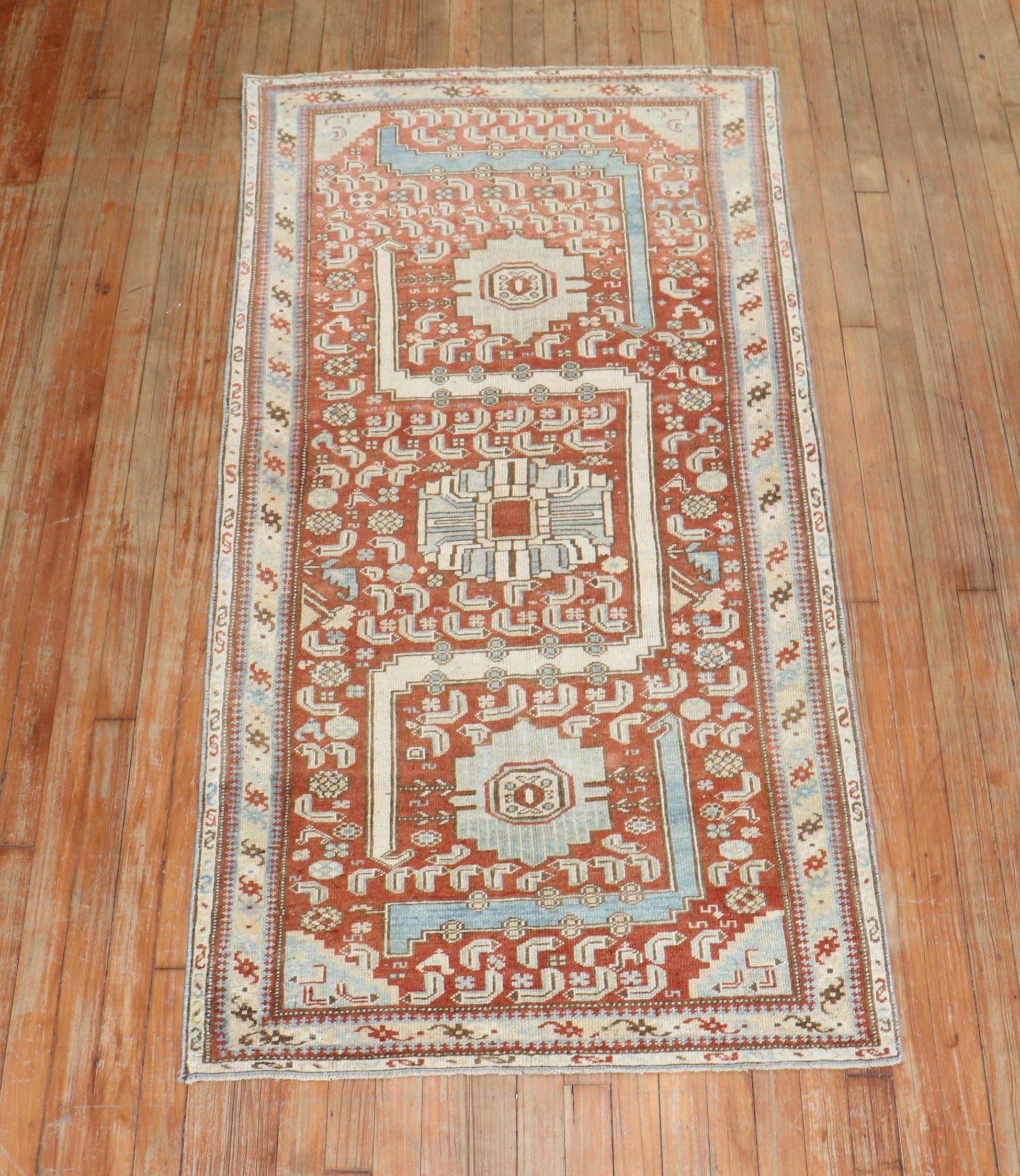 Eclectic Antique Persian Malayer Scatter Rug In Good Condition For Sale In New York, NY