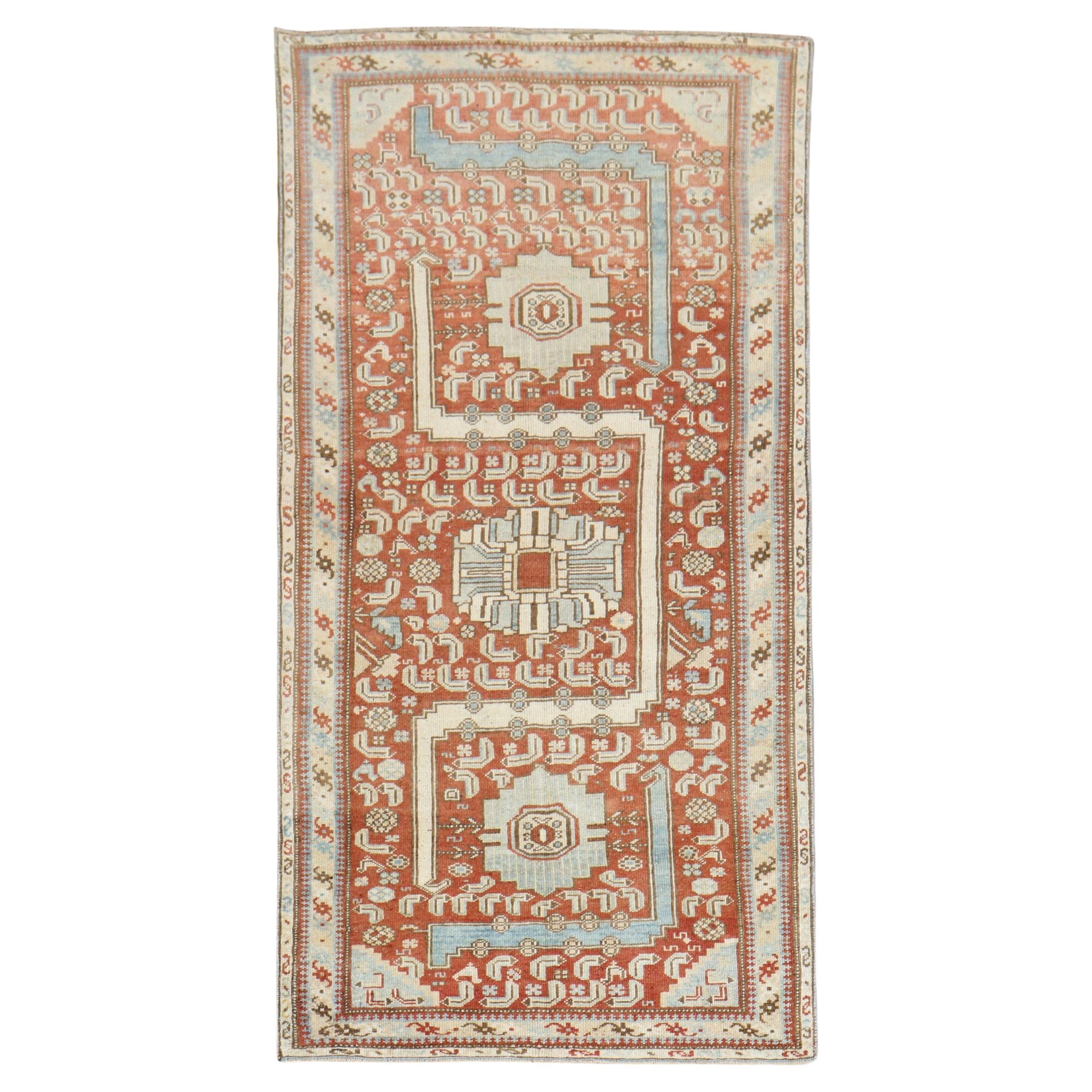 Eclectic Antique Persian Malayer Scatter Rug For Sale