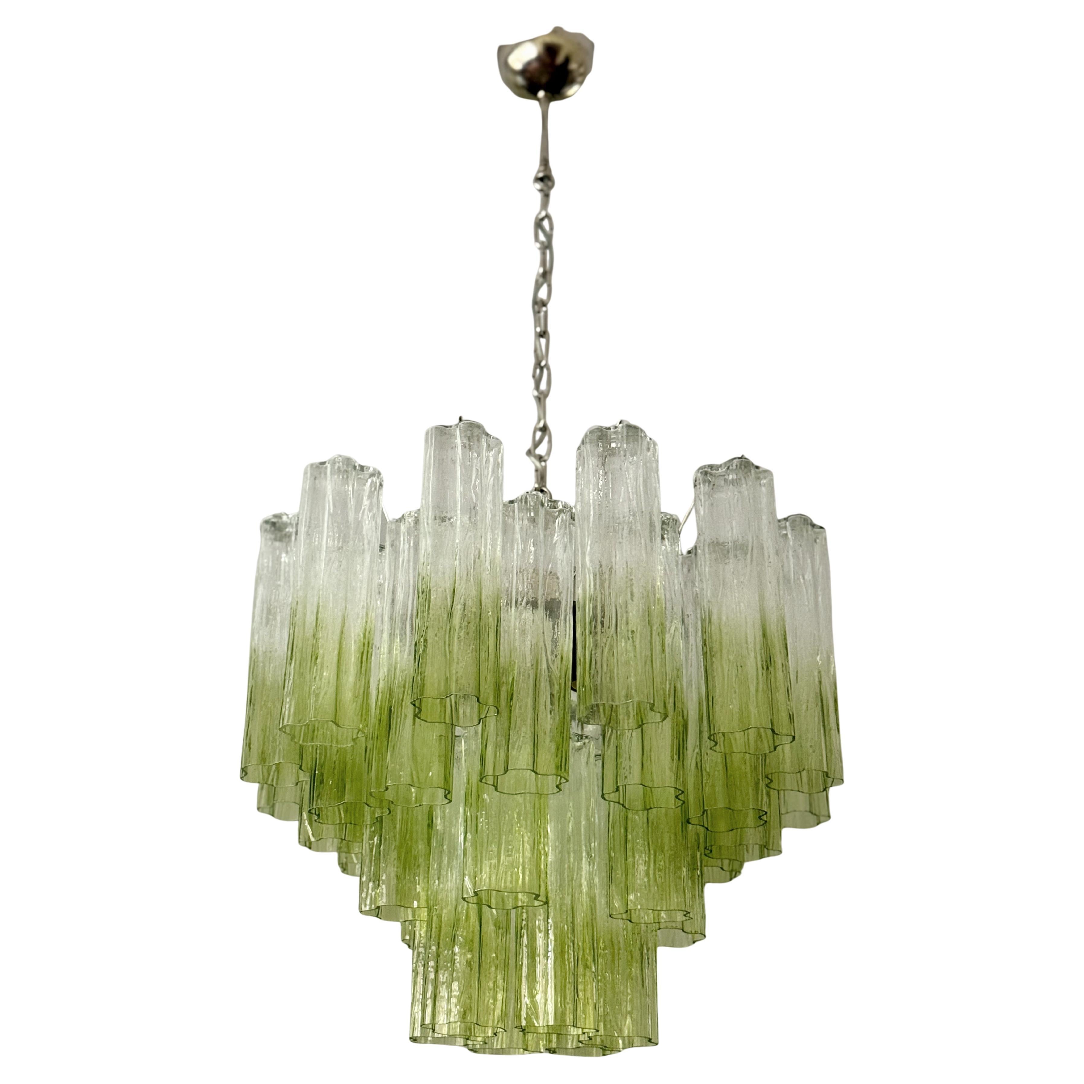 Eclectic Bold Colorful Green Ombre Murano Chandelier For Sale