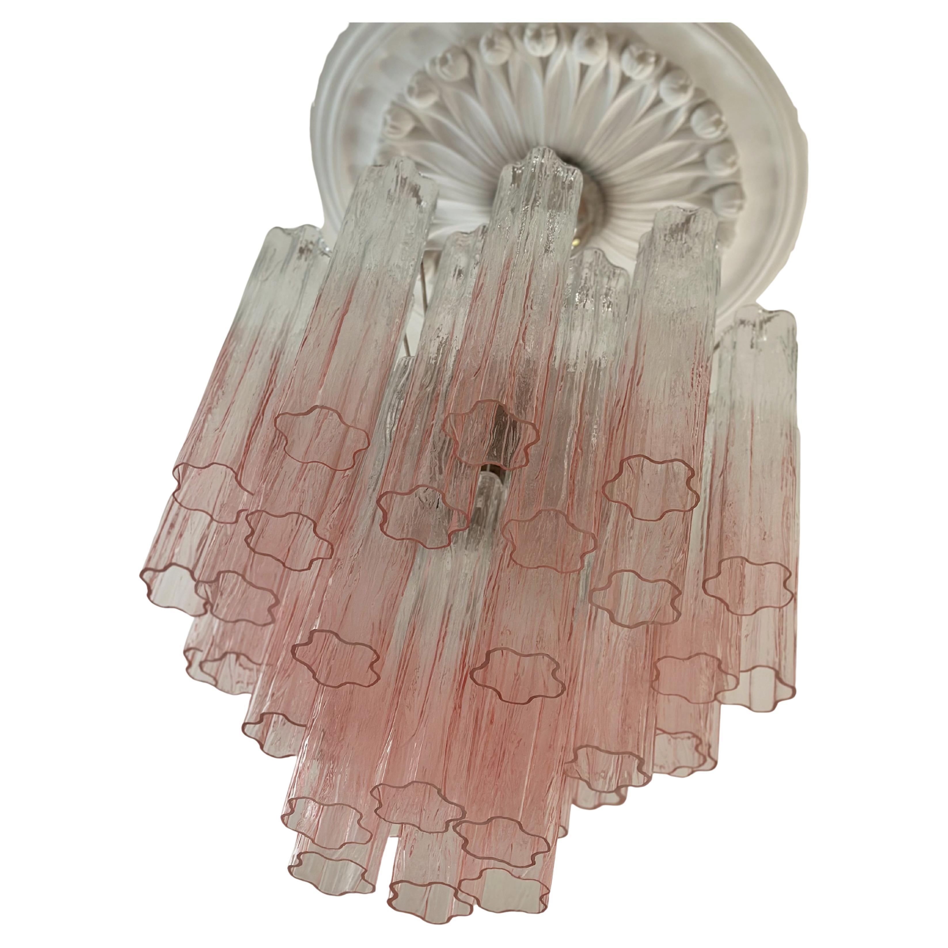 Eclectic Bold Bunte Rosa Ombre Murano Kronleuchter TRONCHI im Angebot