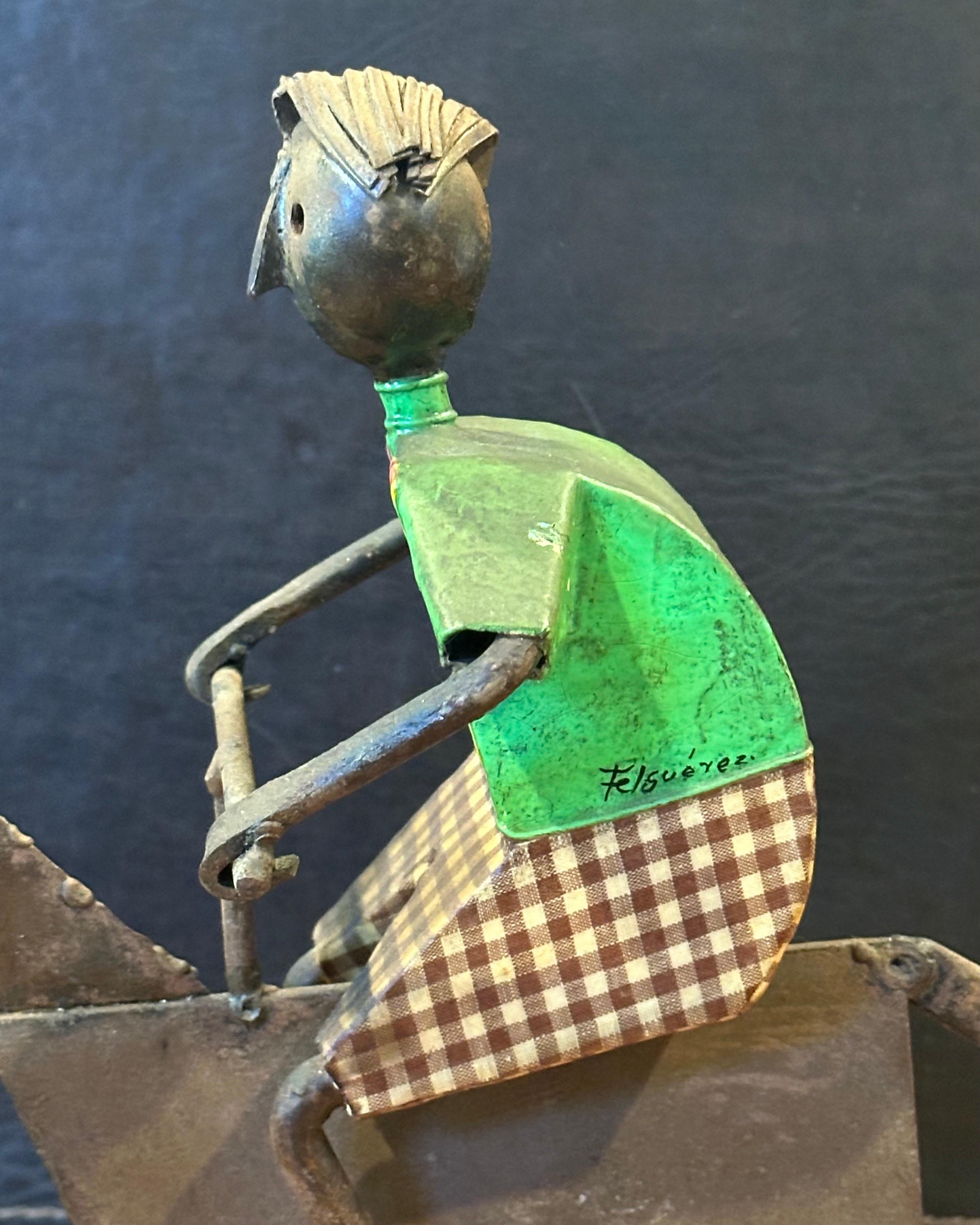 Escultura ecléctica de metal pintado Niño en caballo balancín por Luis Felguerez en venta 2