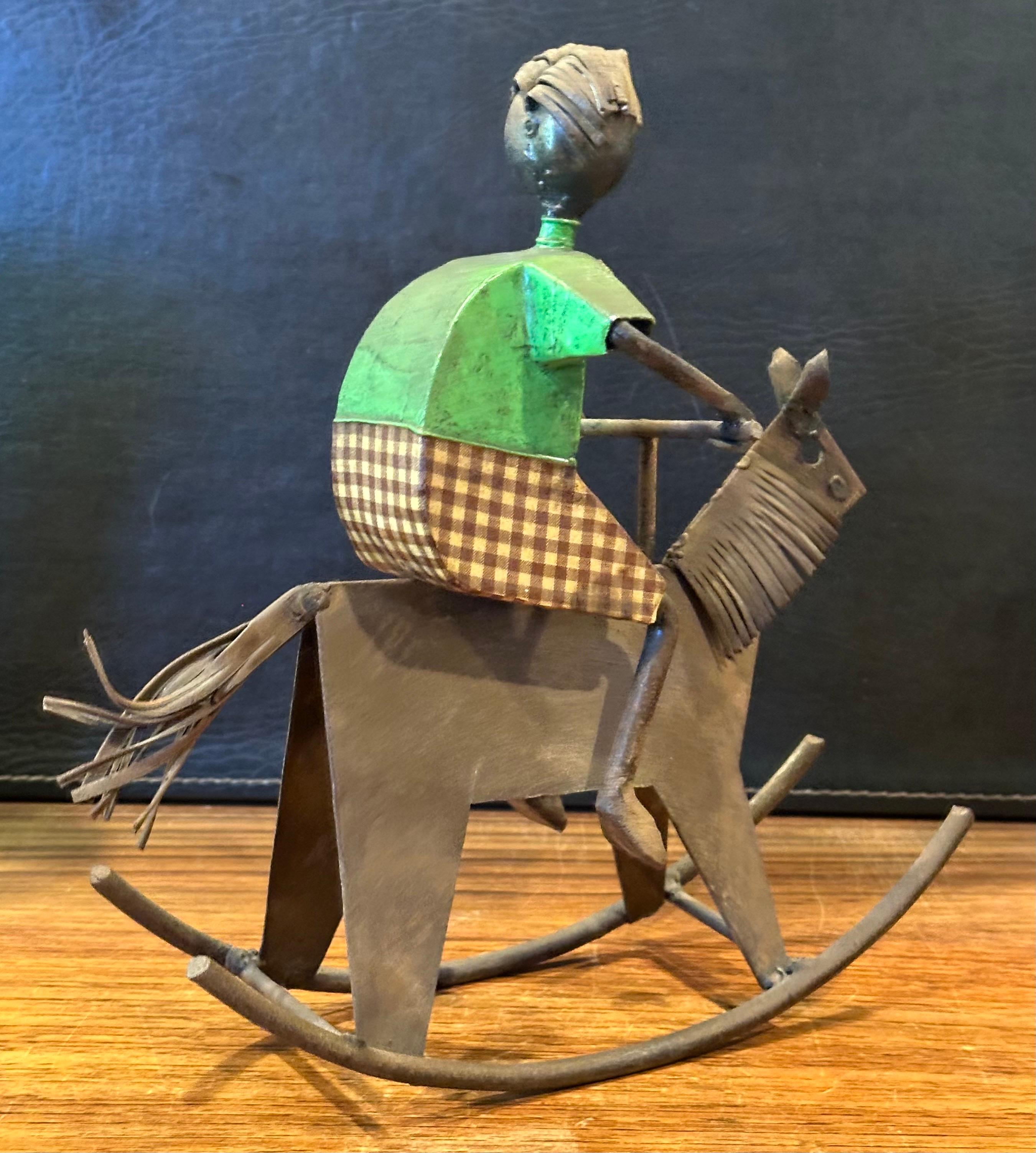 Escultura ecléctica de metal pintado Niño en caballo balancín por Luis Felguerez en venta 1