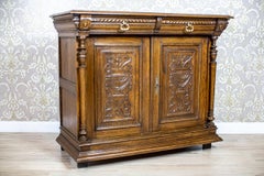 Eclectic Oak Cabinet from the Late 19th Century with Carved Doors