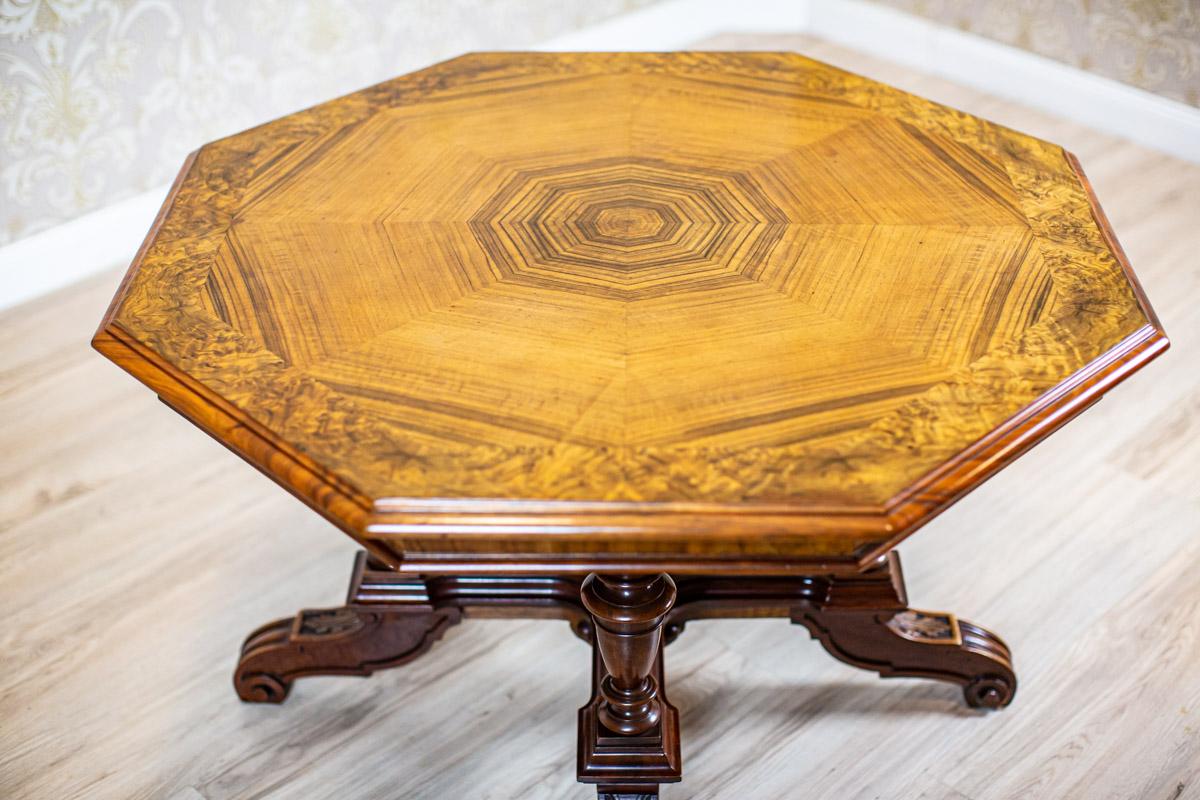 European Light Brown Eclectic Center Table from the Late 19th Century in Shellac For Sale