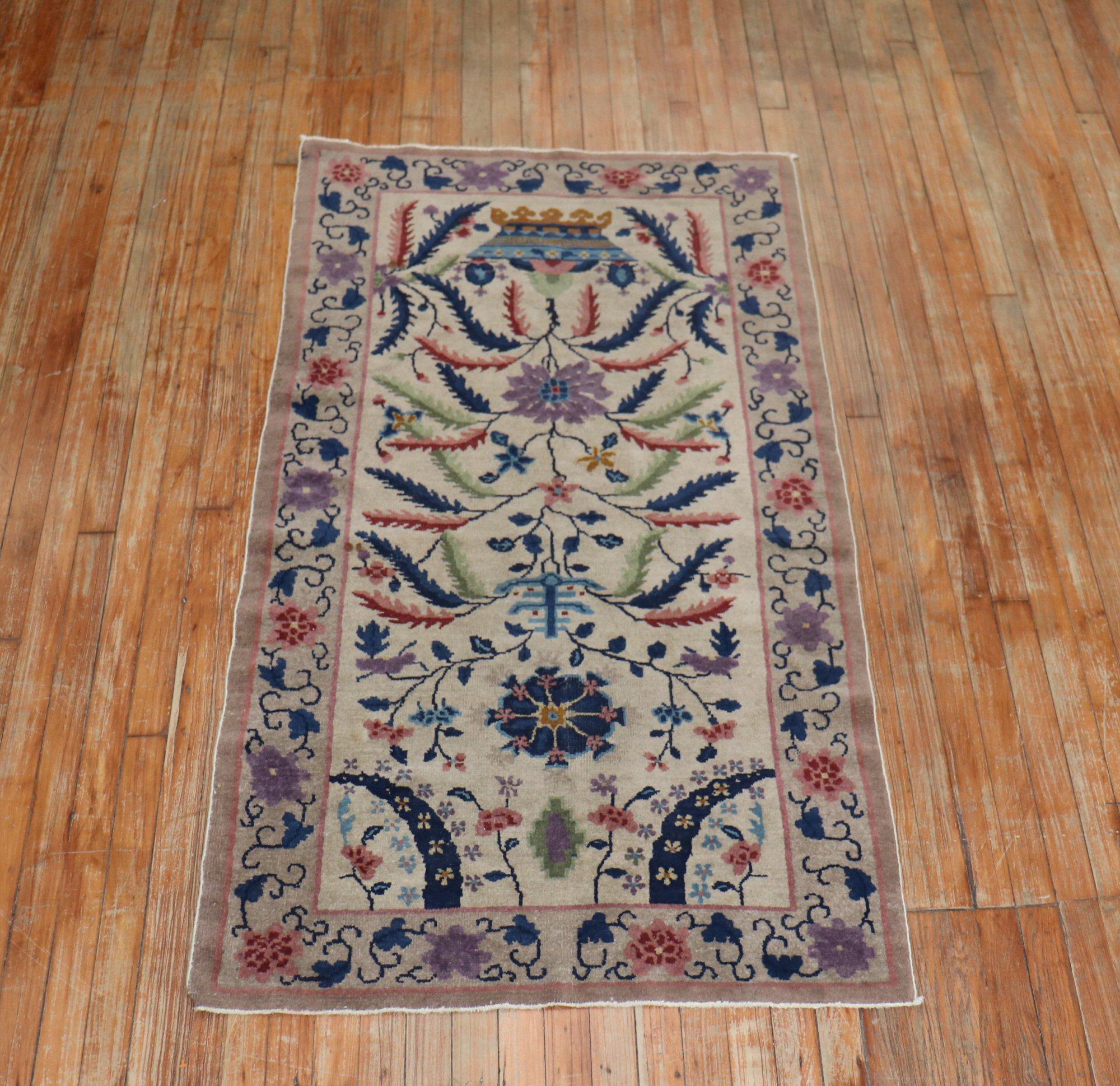 Eclectic Chinese Art Deco Scatter Rug For Sale 1
