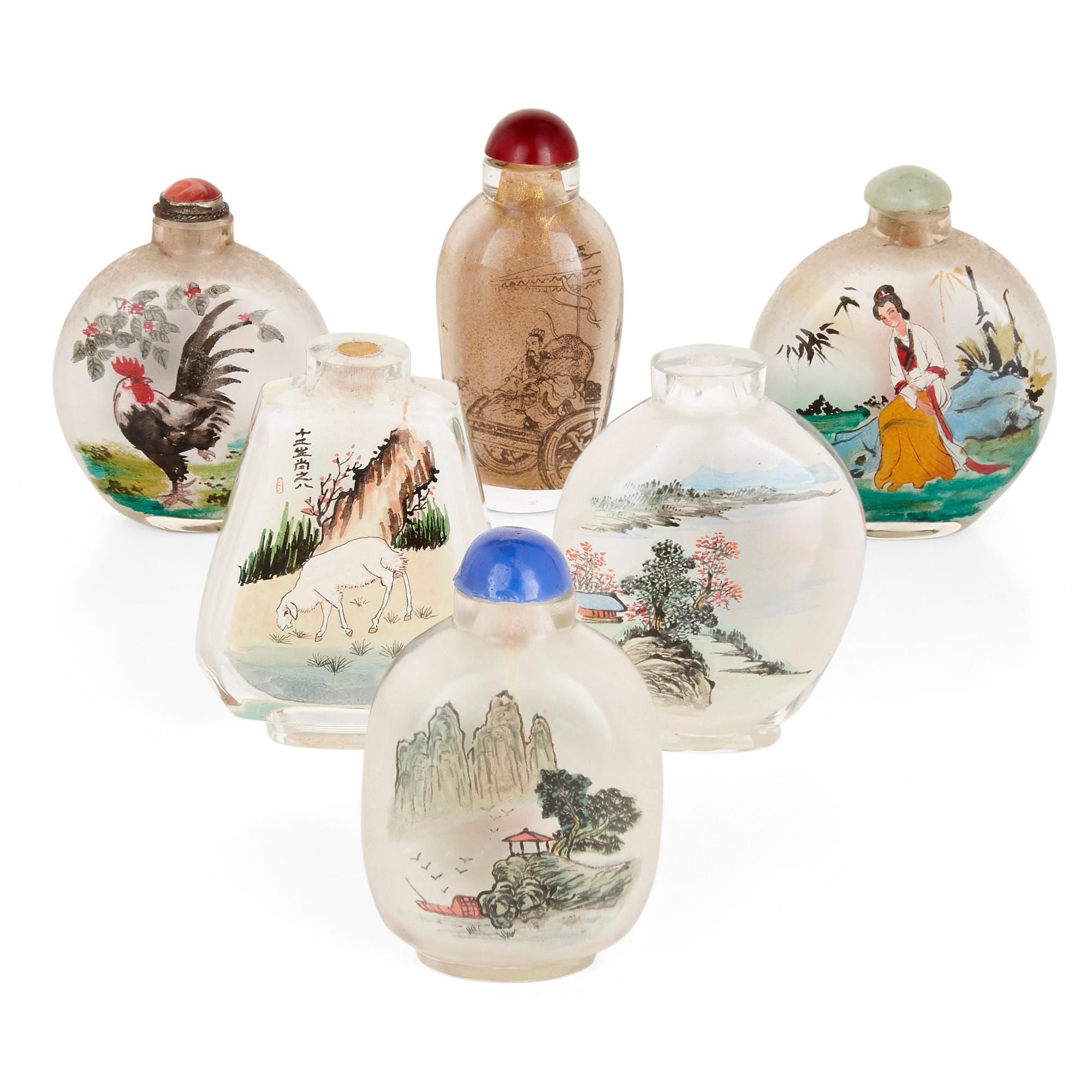 Eclectic Collection of Enamelled Glass Chinese Snuff Bottles For Sale 3