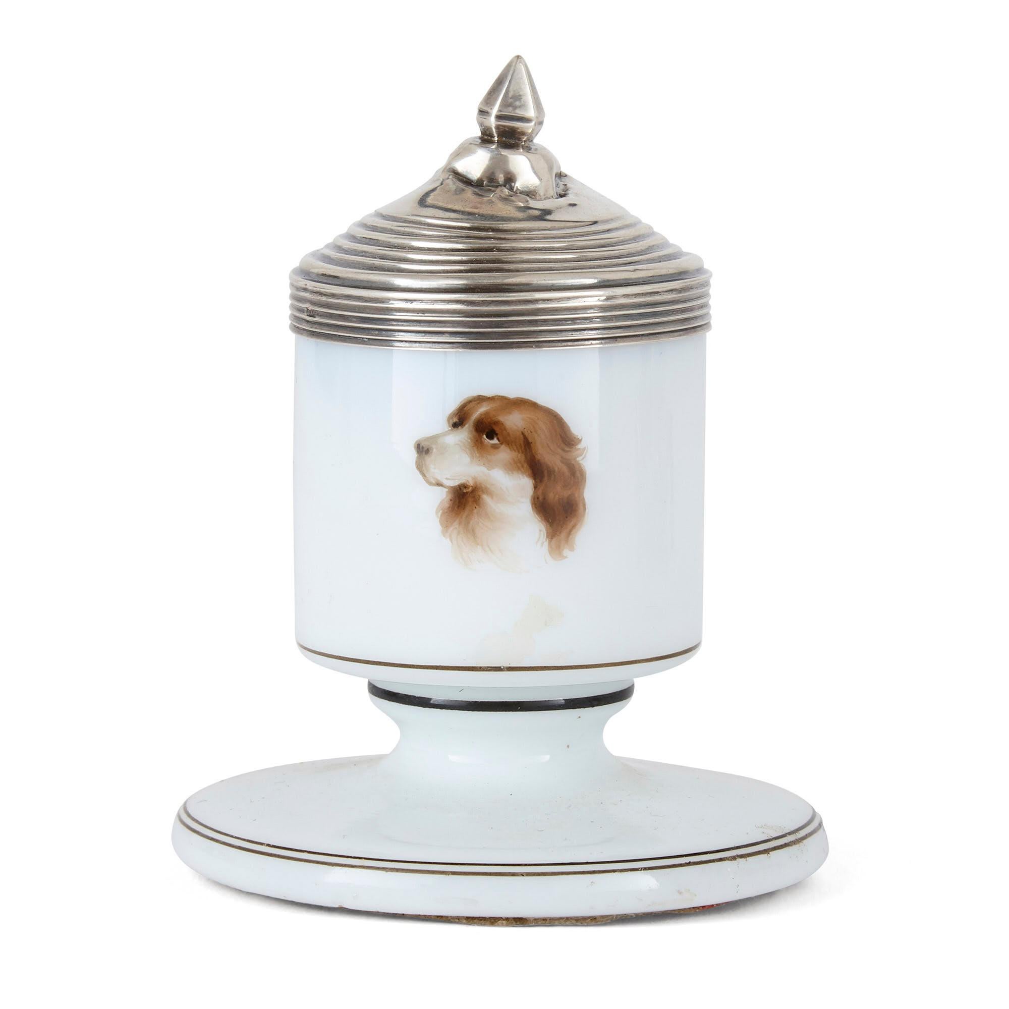 20th Century Eclectic Collection of Five Continental Dog-Form Inkwells For Sale