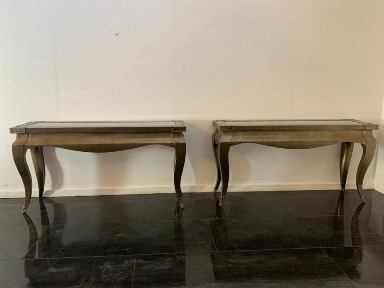 Modern Eclectic Consoles Tables in Bronze, 1980s, Set of 2 For Sale